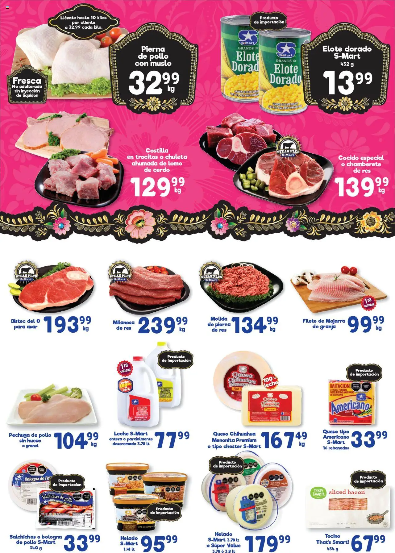 Nuevas ofertas de S-Mart válidas en toda la República Mexicana desde el 19.08.2025. ¡Encuentra las mejores ofertas en S-Mart - Folleto - Reynosa (y Rio Bravo)! | Página: 4 | Productos: Pollo, Milanesa, Tocino, Res