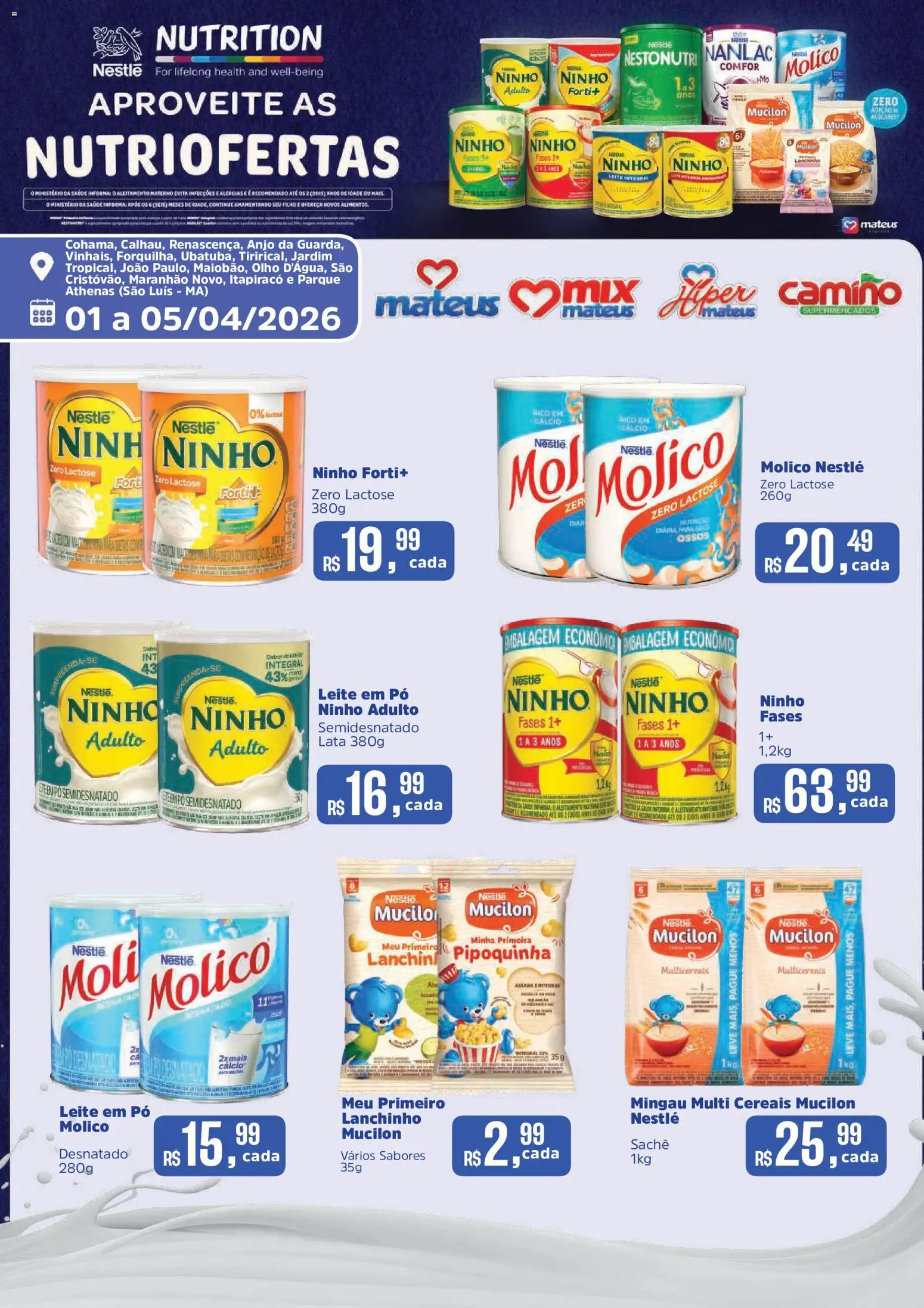 Mateus Folheto - válido de 01.04.2026 | Página: 2 | Produtos: Leite integral, Mingau, Leite, Leite em pó