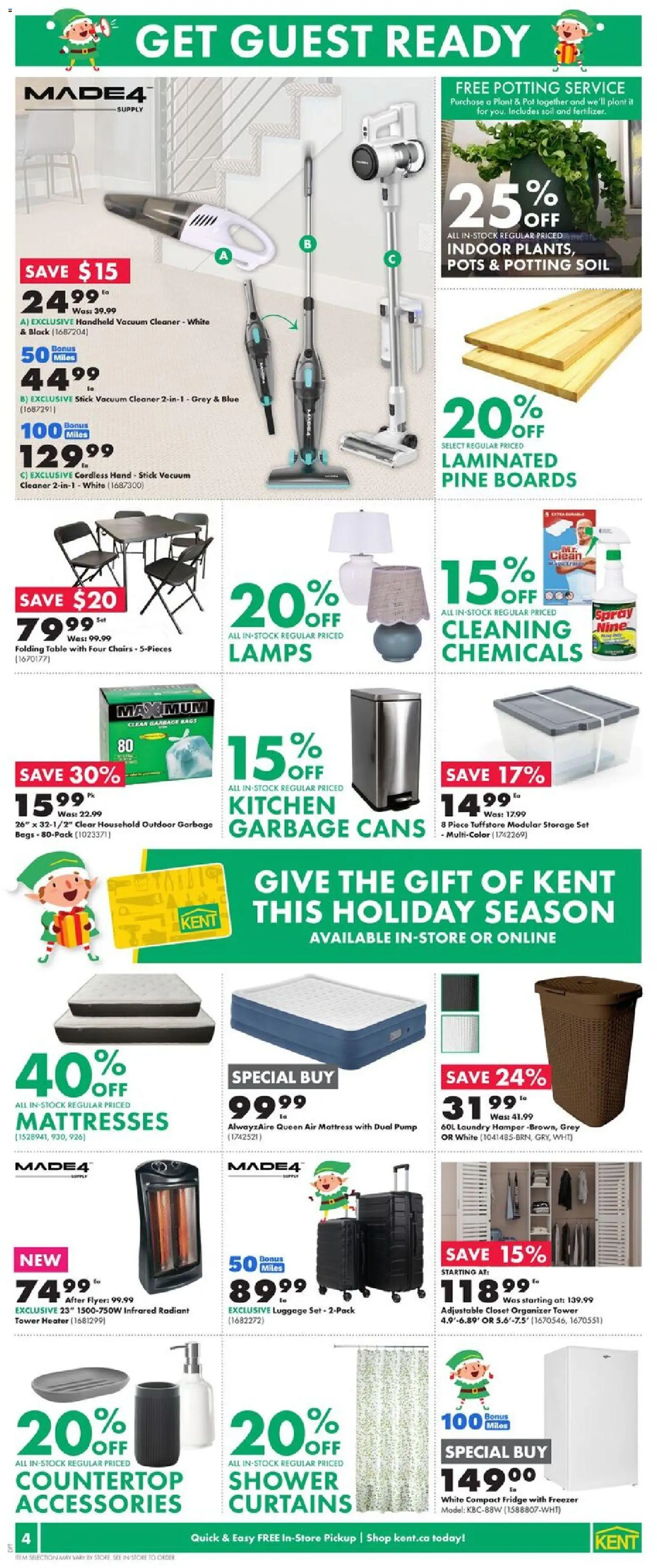 Kent flyer valid from 04.12.2025 | Page: 4 | Products: Vacuum cleaner, Mattress, Table, Shower