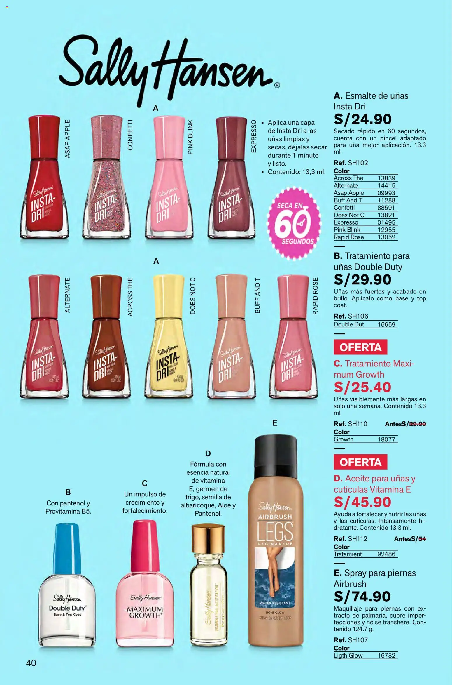 Catálogo Leonisa válido desde 26.12.2025 | Página: 40 | Productos: Esmalte de uñas, Pincel, Aceite, Maquillaje
