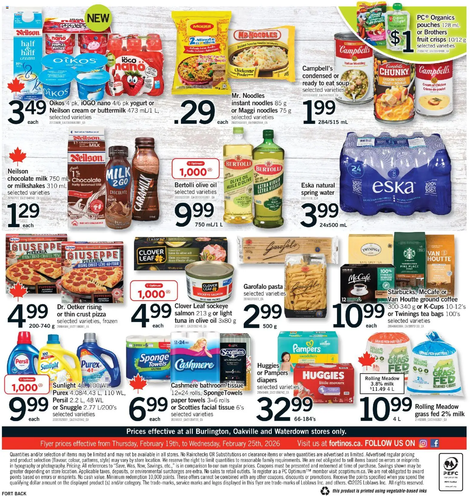 Fortinos flyer valid from 19.02.2026 | Page: 2 | Products: Tea, Pasta, Milk, Chicken