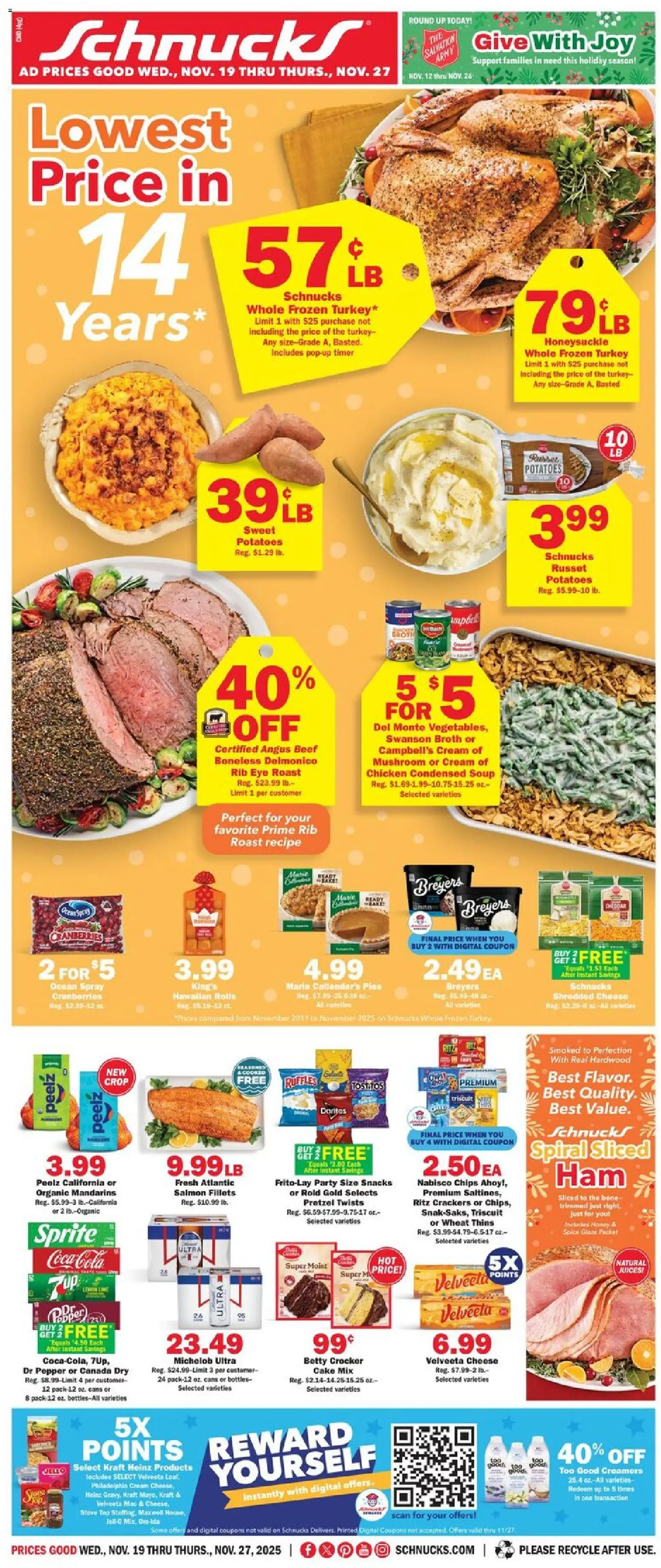 Schnucks Weekly Print Ad - MO - valid from 19.11.2025 | Page: 1 | Products: Mandarins, Potatoes, Pepper, Stove