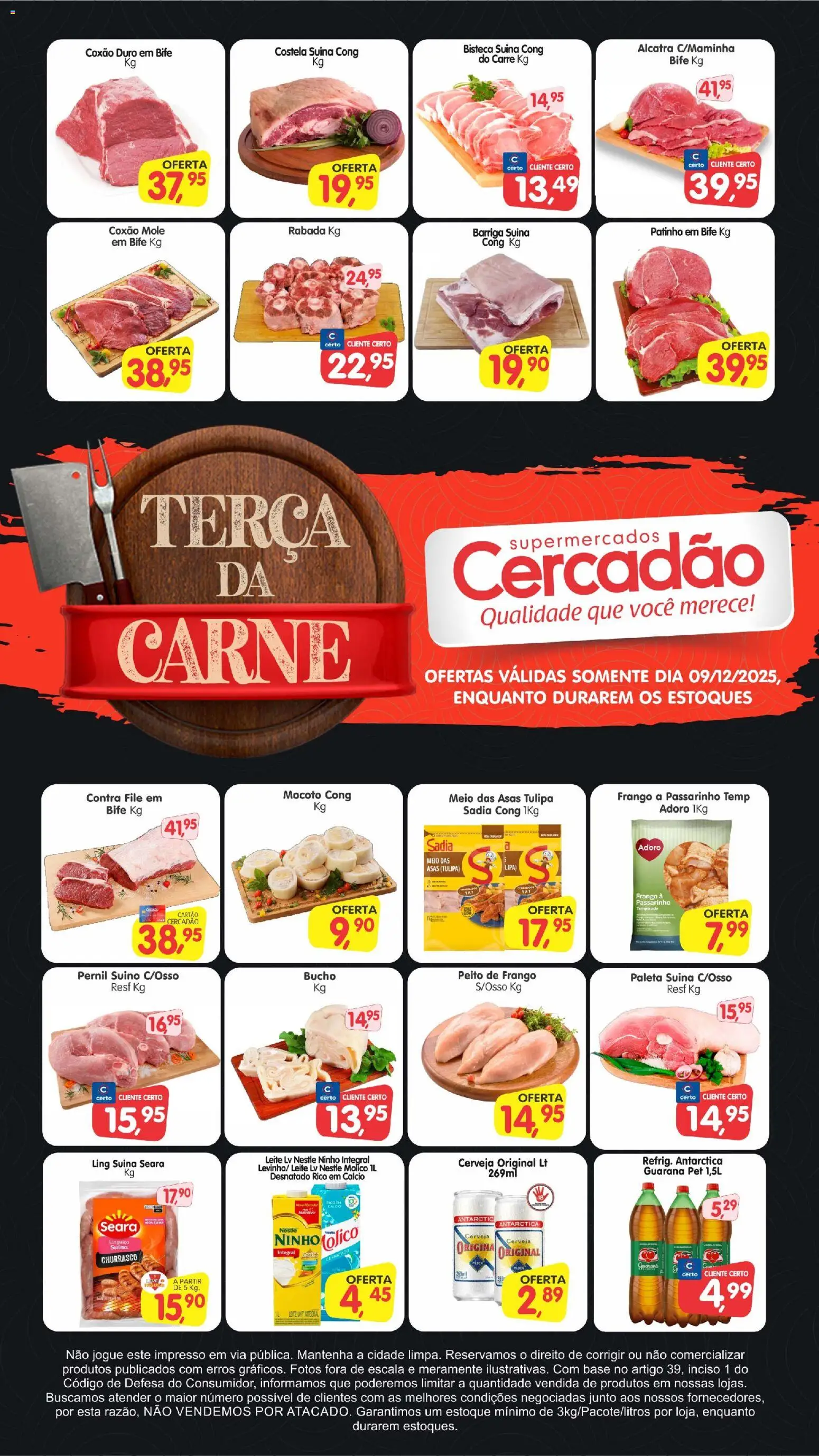 Cercadão Folheto - válido de 09.12.2025 | Página: 1 | Produtos: Alcatra, Contra filé, Carne, Cálcio