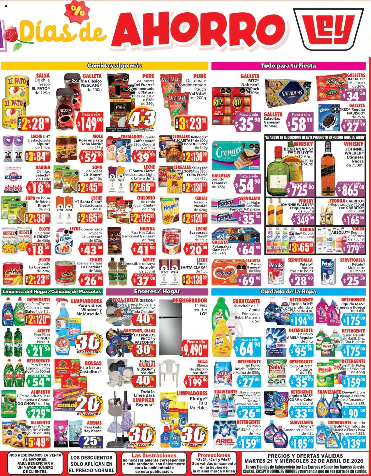 Nuevas ofertas de Casa Ley válidas en toda la República Mexicana desde el 21.04.2026. ¡Encuentra las mejores ofertas en Casa Ley folleto Autoservicio La Paz, BCS! | Página: 4 | Productos: Refrigerador, Harina, Aceite, Cerdo