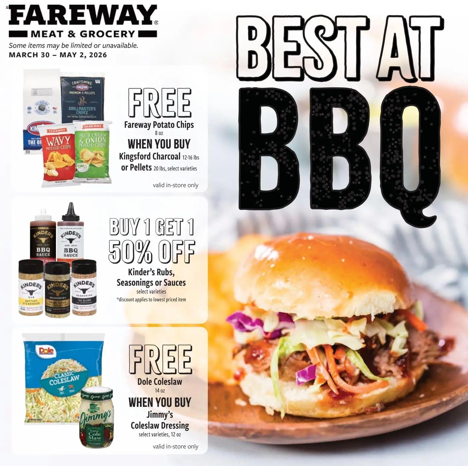 Fareway Monthly Ad - valid from 30.03.2026 | Page: 1 | Products: Chips, Cream, Sauce, Onion