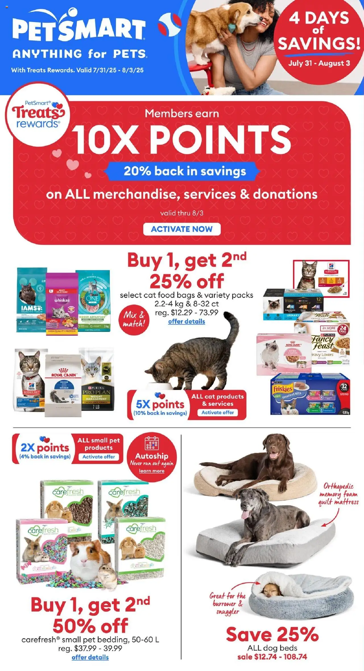 Petsmart flyer valid from 31.07.2025 | Page: 1 | Products: Rice, Mattress, Chicken