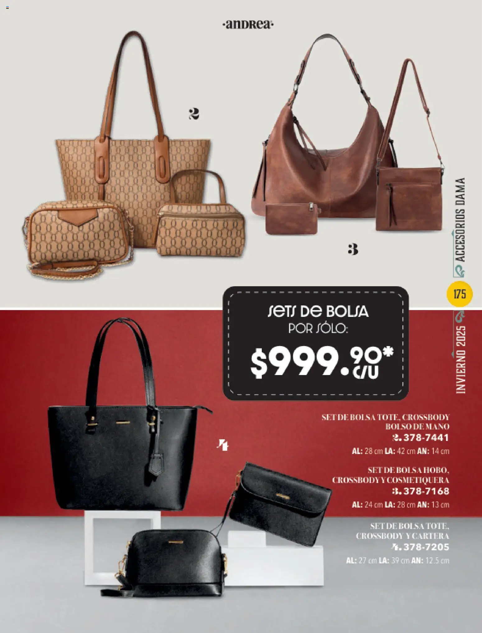 Nuevas ofertas de Andrea válidas en toda la República Mexicana desde el 26.11.2025. ¡Encuentra las mejores ofertas en Andrea catálogo Invierno! | Página: 175 | Productos: Bolsa, Bolso