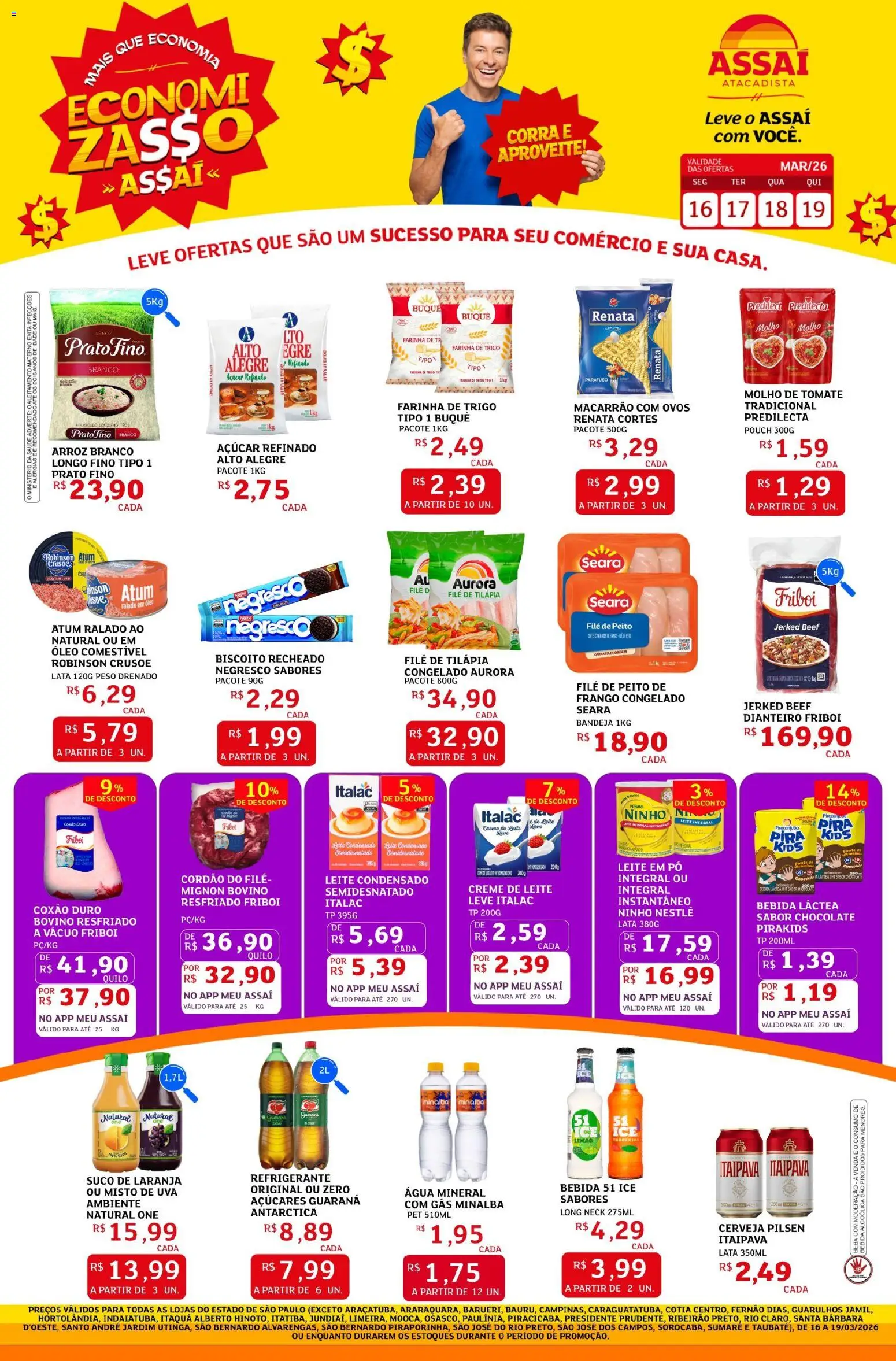 Assaí Atacadista Folheto - válido de 16.03.2026 | Página: 1 | Produtos: Leite, Chocolate, Frango, Leite em pó