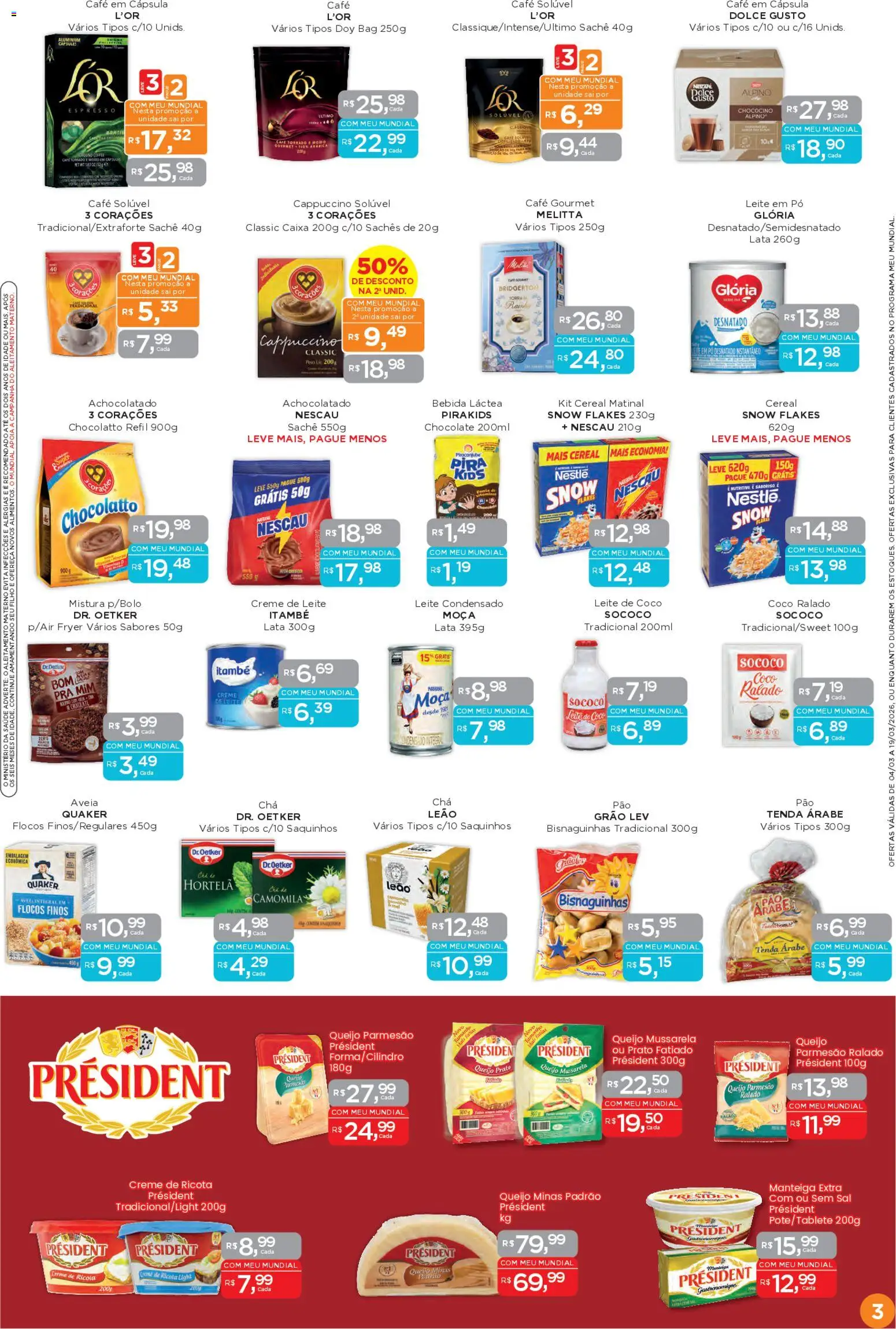 Mundial Folheto - válido de 04.03.2026 | Página: 3 | Produtos: Coco, Manteiga, Leite condensado, Café solúvel