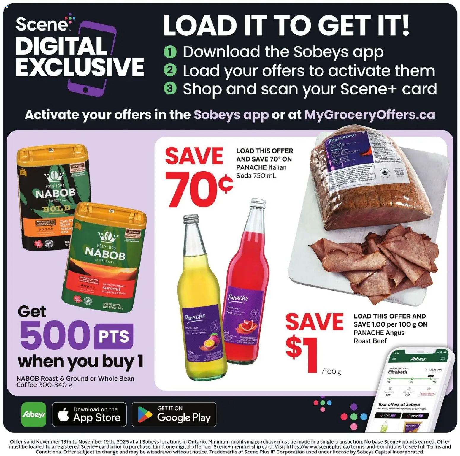 Sobeys flyer valid from 13.11.2025 | Page: 15 | Products: Beef, Coffee
