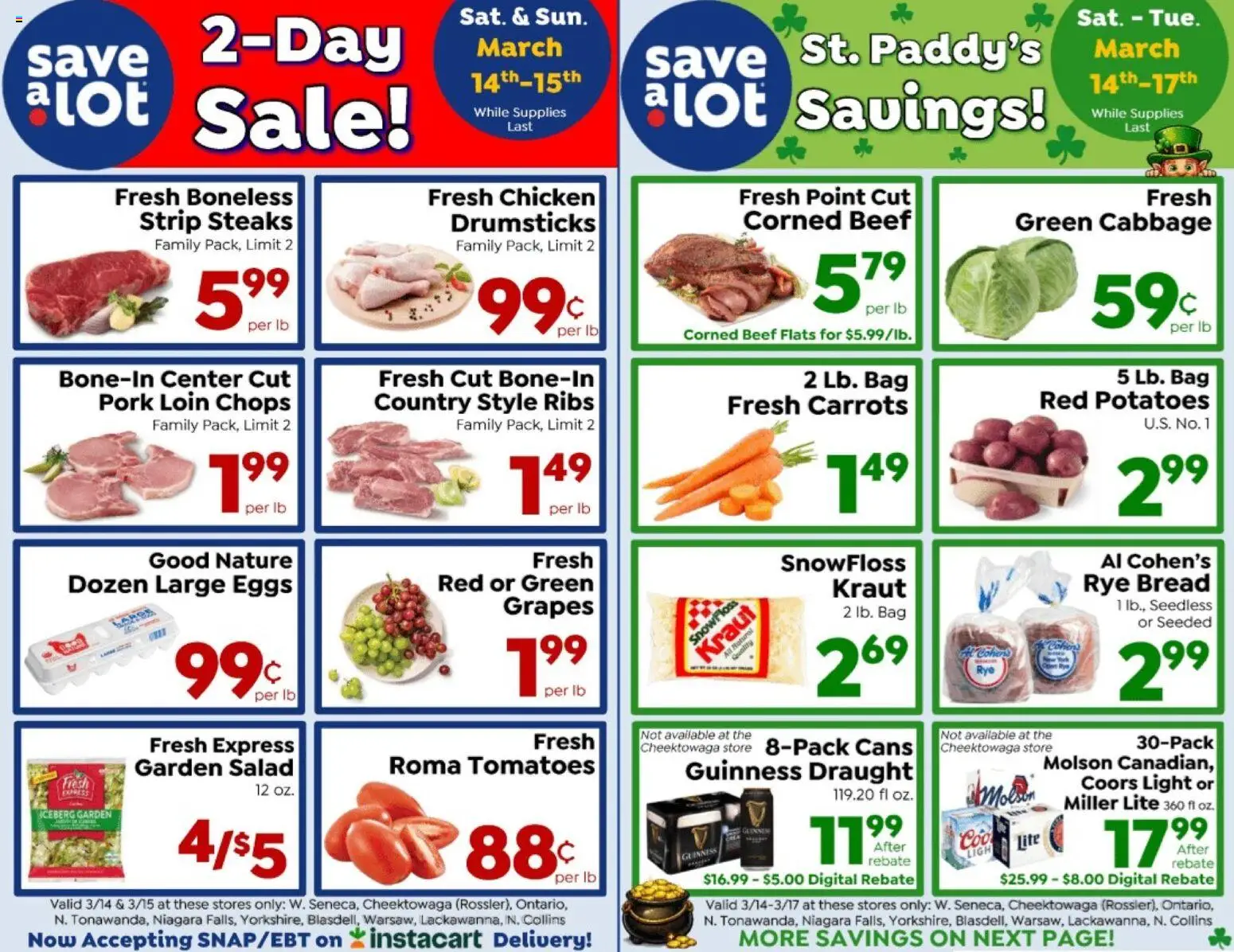 Save a Lot 2 Day Sale - valid from 14.03.2026 | Page: 1 | Products: Beef, Potatoes, Grapes, Bag