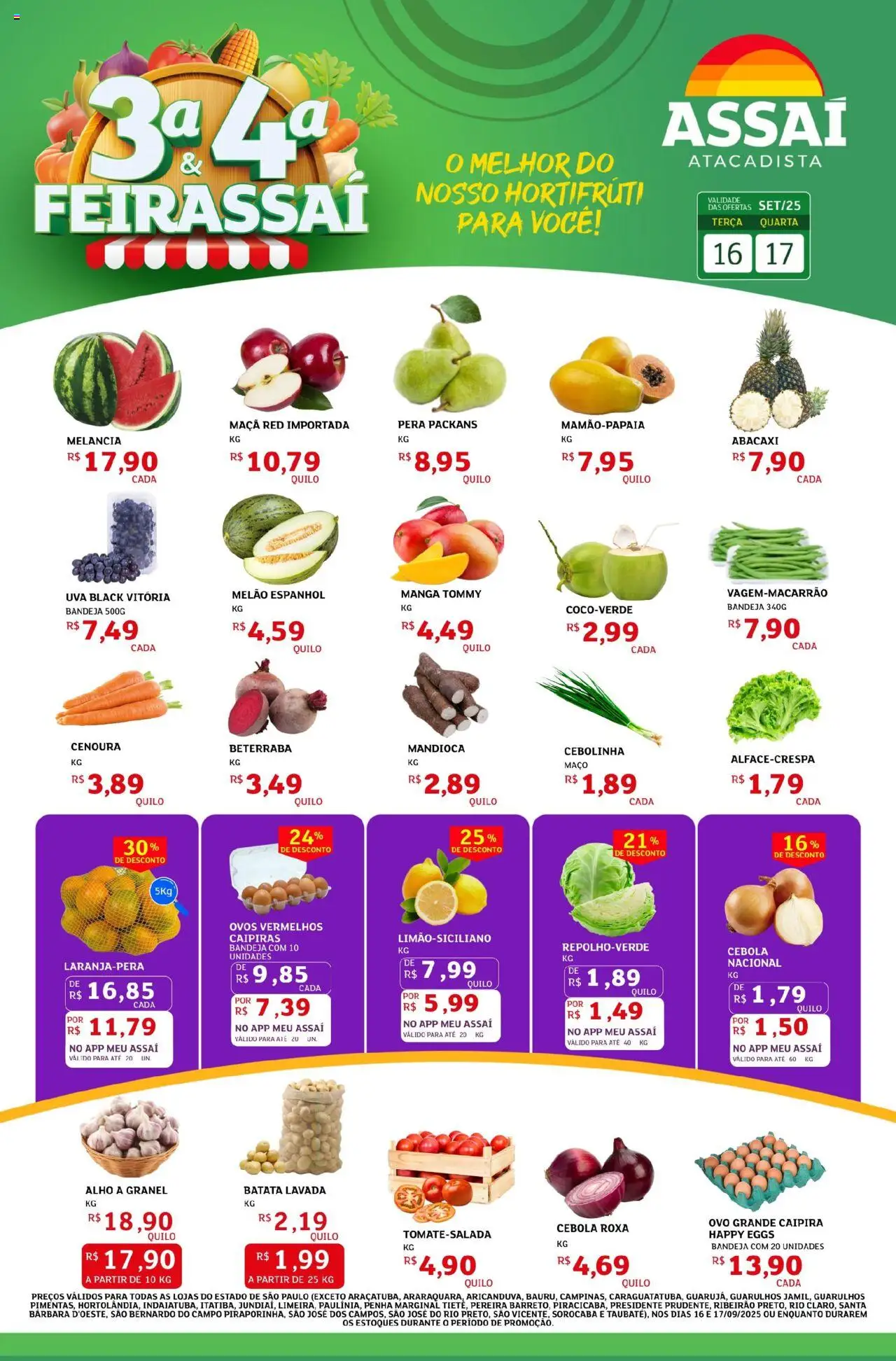 Assaí Atacadista Folheto - válido de 16.09.2025 | Página: 1 | Produtos: Melancia, Melão, Beterraba, Ovos