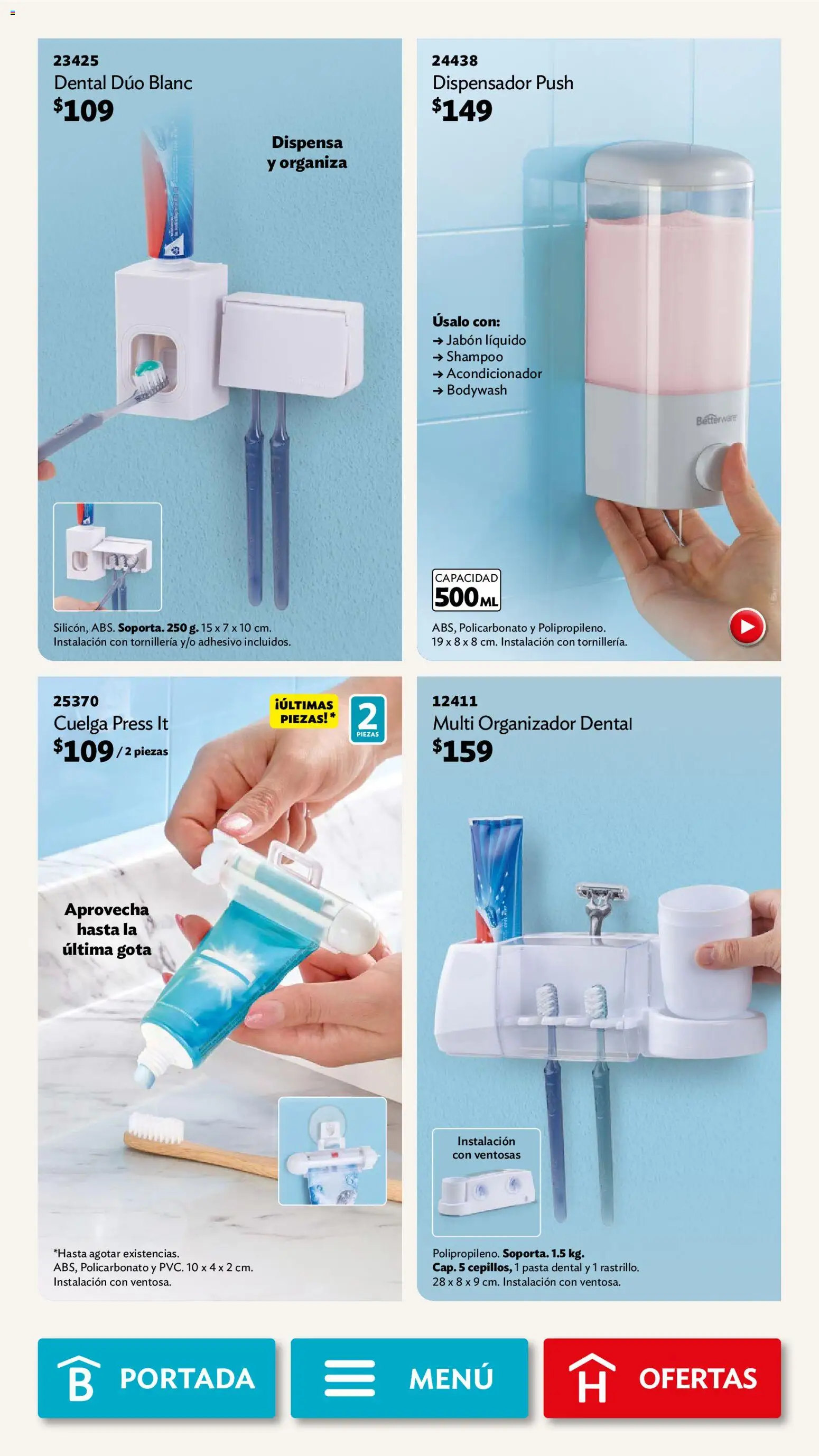 Nuevas ofertas de Betterware válidas en toda la República Mexicana desde el 02.02.2026. ¡Encuentra las mejores ofertas en Betterware campaña 2 2026! | Página: 94 | Productos: Pasta dental, Jabón líquido, Organizador, Acondicionador
