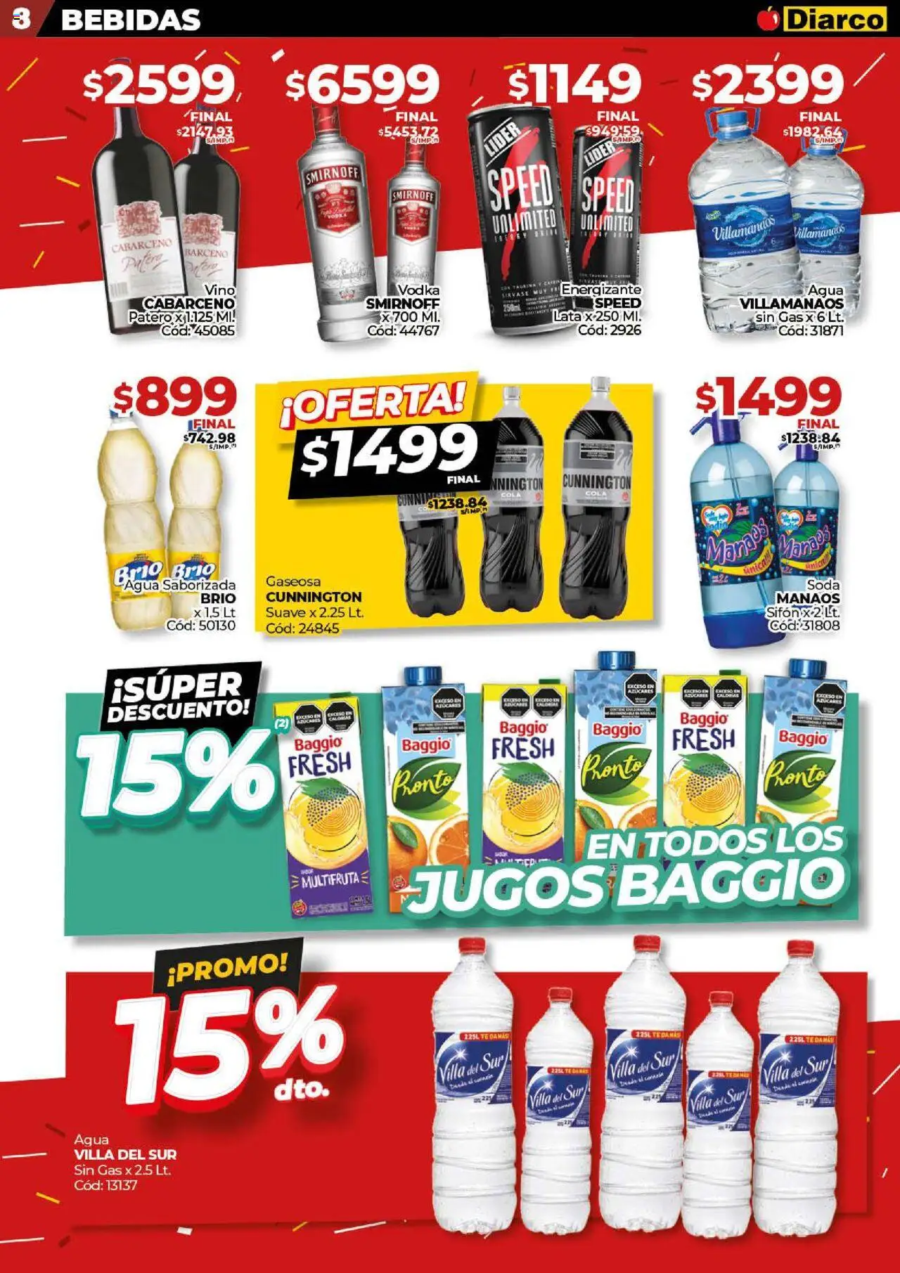Diarco ofertas │ válido desde el 14.07.2025 | Página: 8 | Productos: Vodka, Soda, Agua, Vino