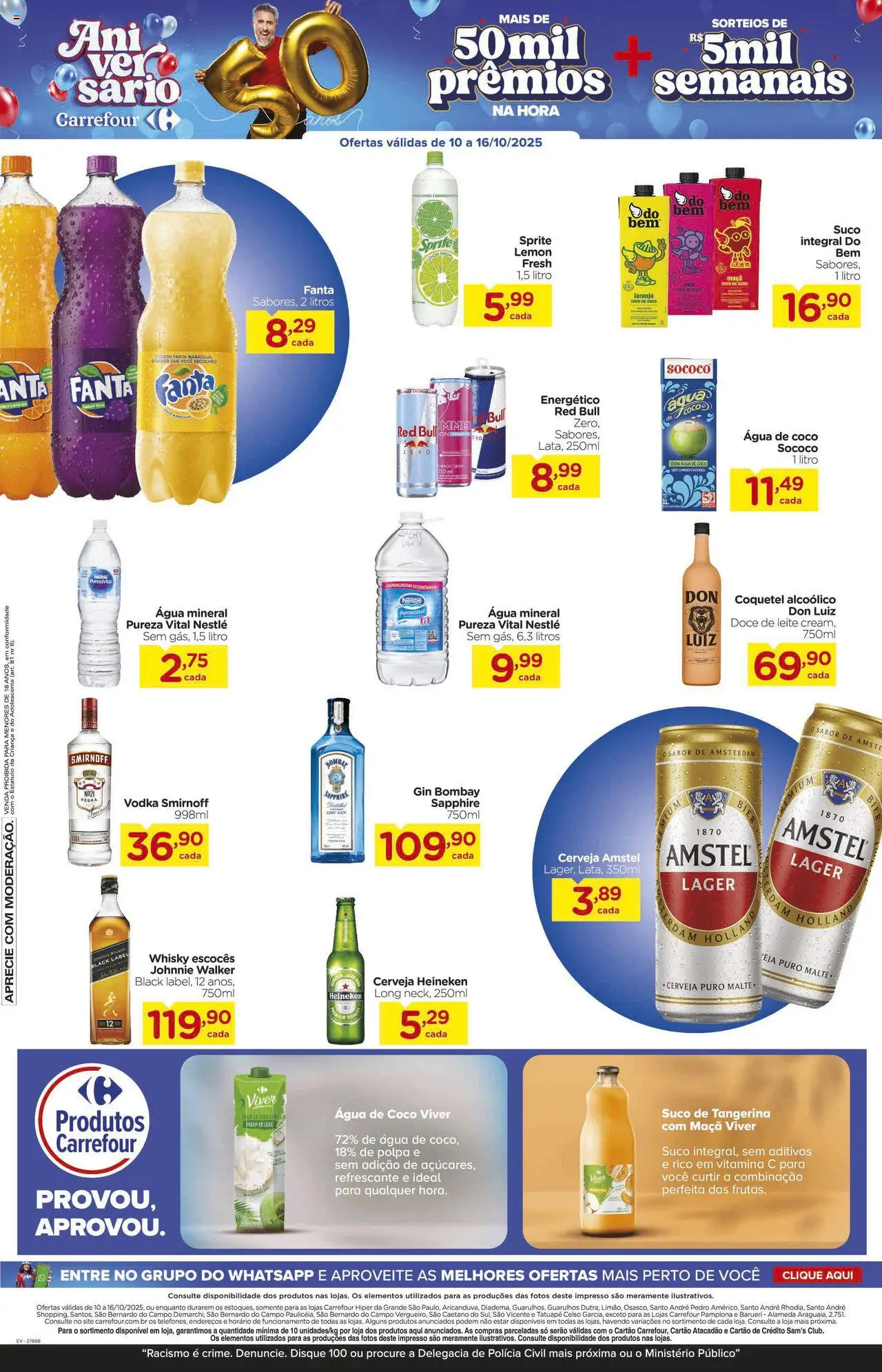 Carrefour Folheto - válido de 10.10.2025 | Página: 9 | Produtos: Whisky, Vodka, Água mineral, Vitamina c