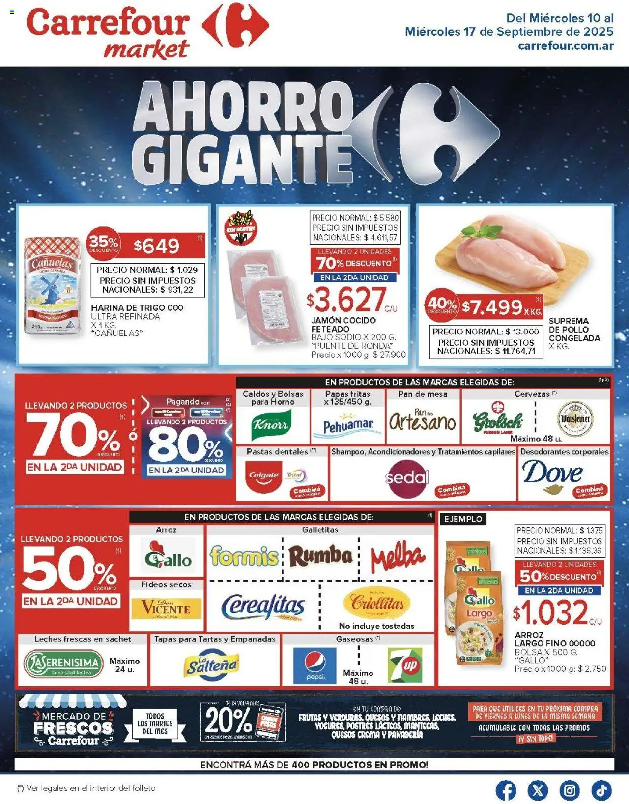 Carrefour Market catálogo - Chubut │ válido desde el 10.09.2025 | Página: 1 | Productos: Pollo, Harina, Papas fritas, Crema