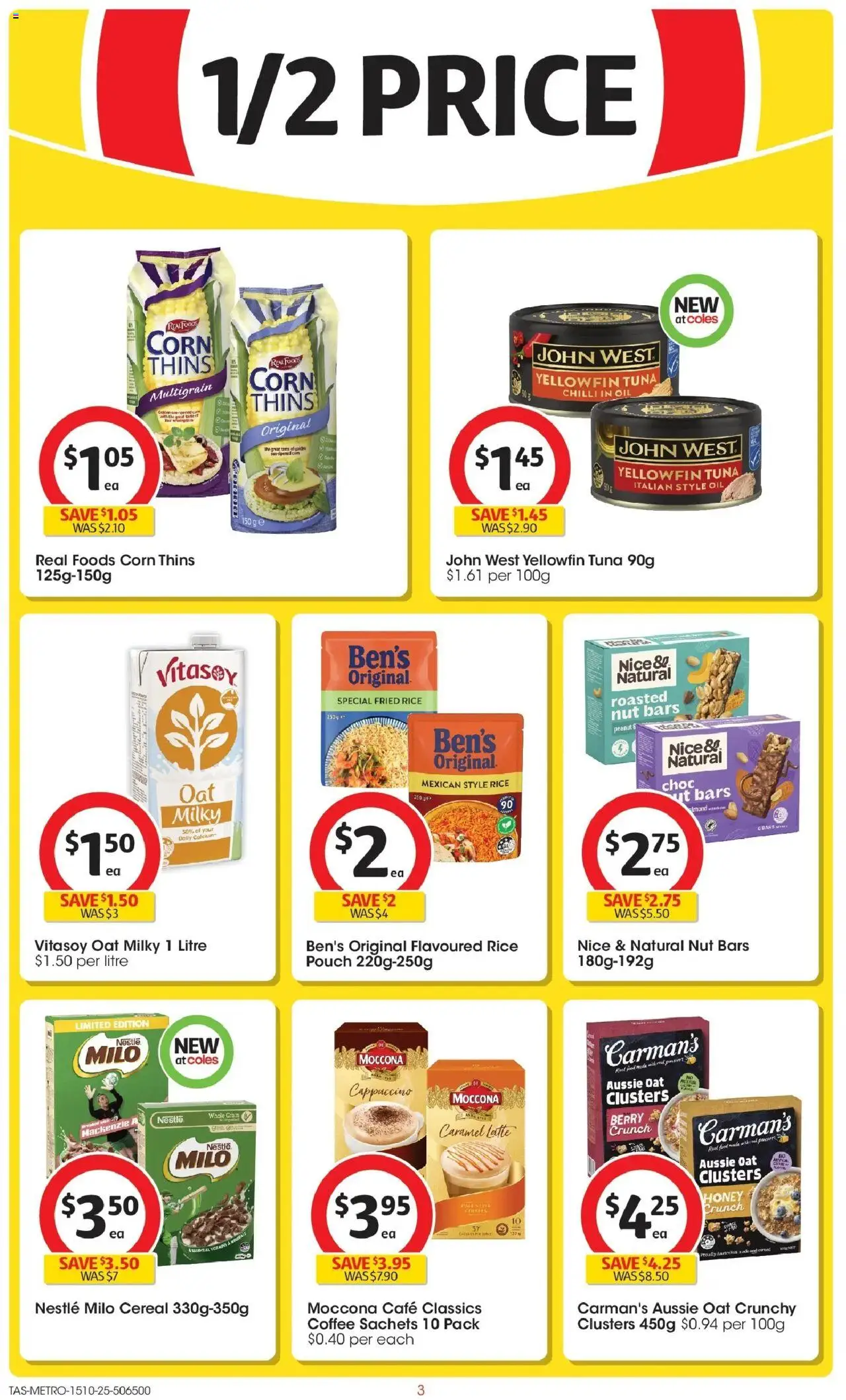 Coles catalogue - valid from 15.10.2025 | Page: 3 | Products: Honey, Rice, Cereal, Moccona