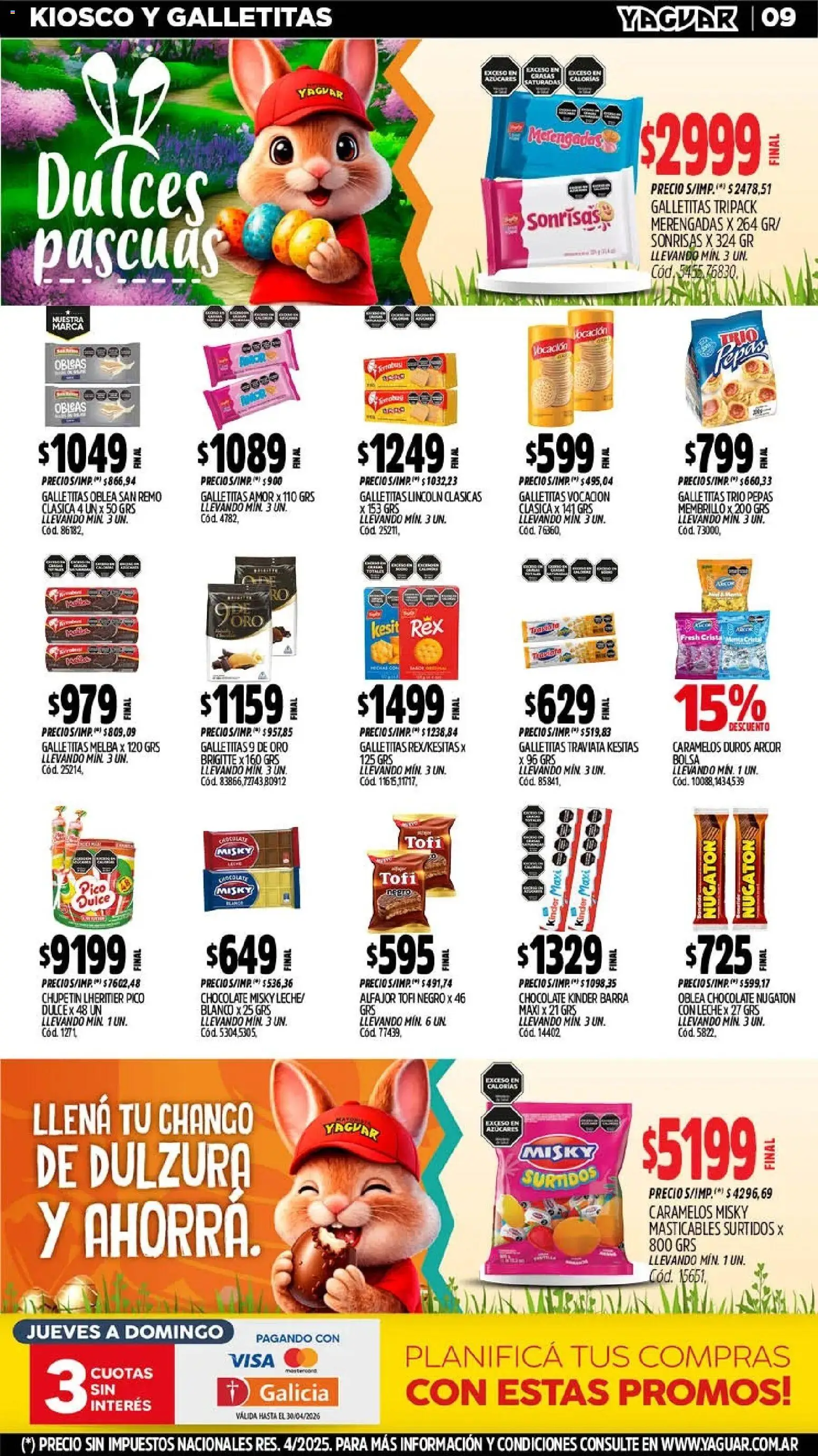 Yaguar - Oferta Semanal Neuquen │ válido desde el 30.03.2026 | Página: 9 | Productos: Pico, Bolsa, Chocolate, Alfajor