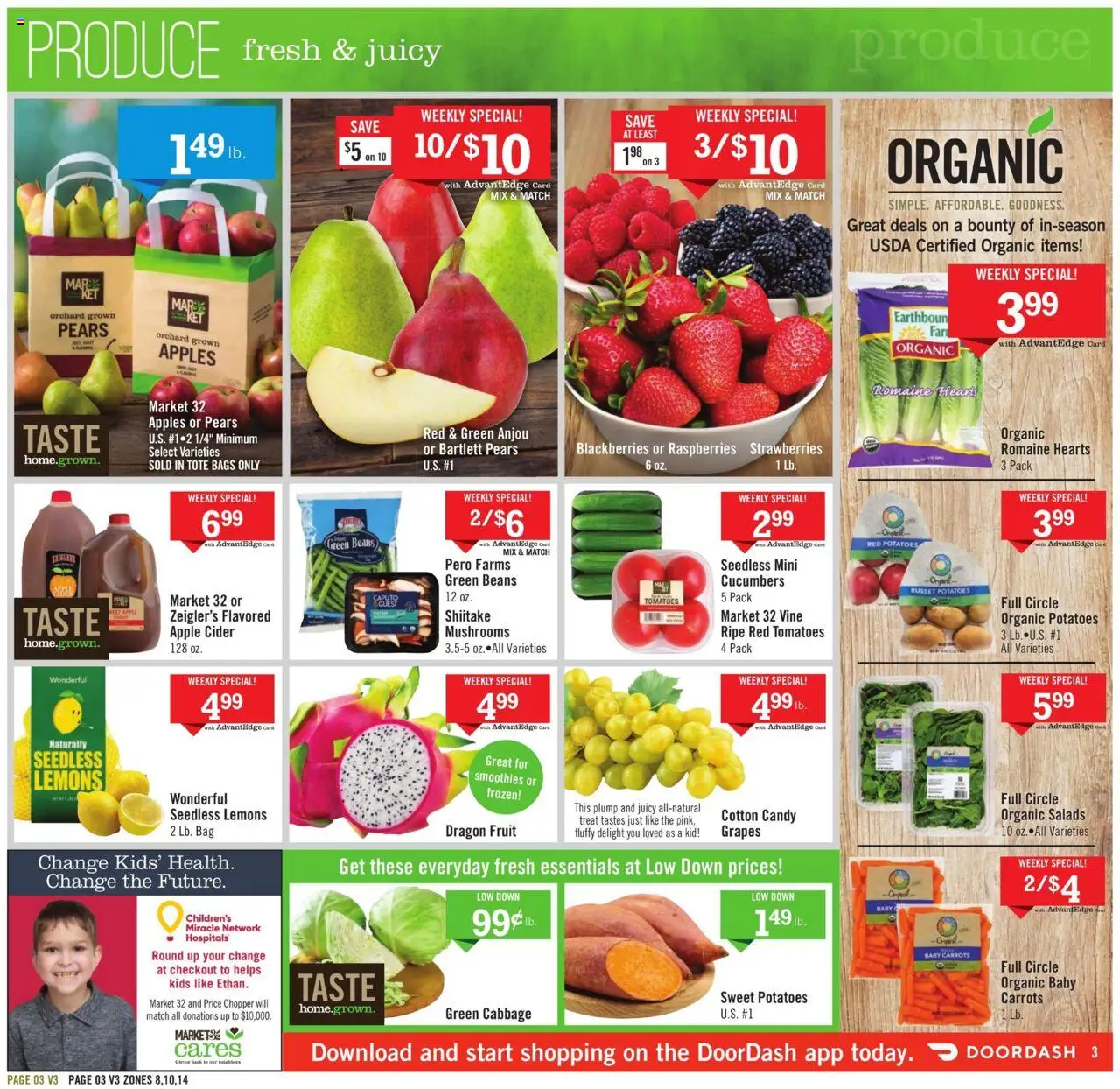 Price Chopper Weekly Ad - valid from 05.10.2025 | Page: 3 | Products: Cider, Mushrooms, Apples, Potatoes