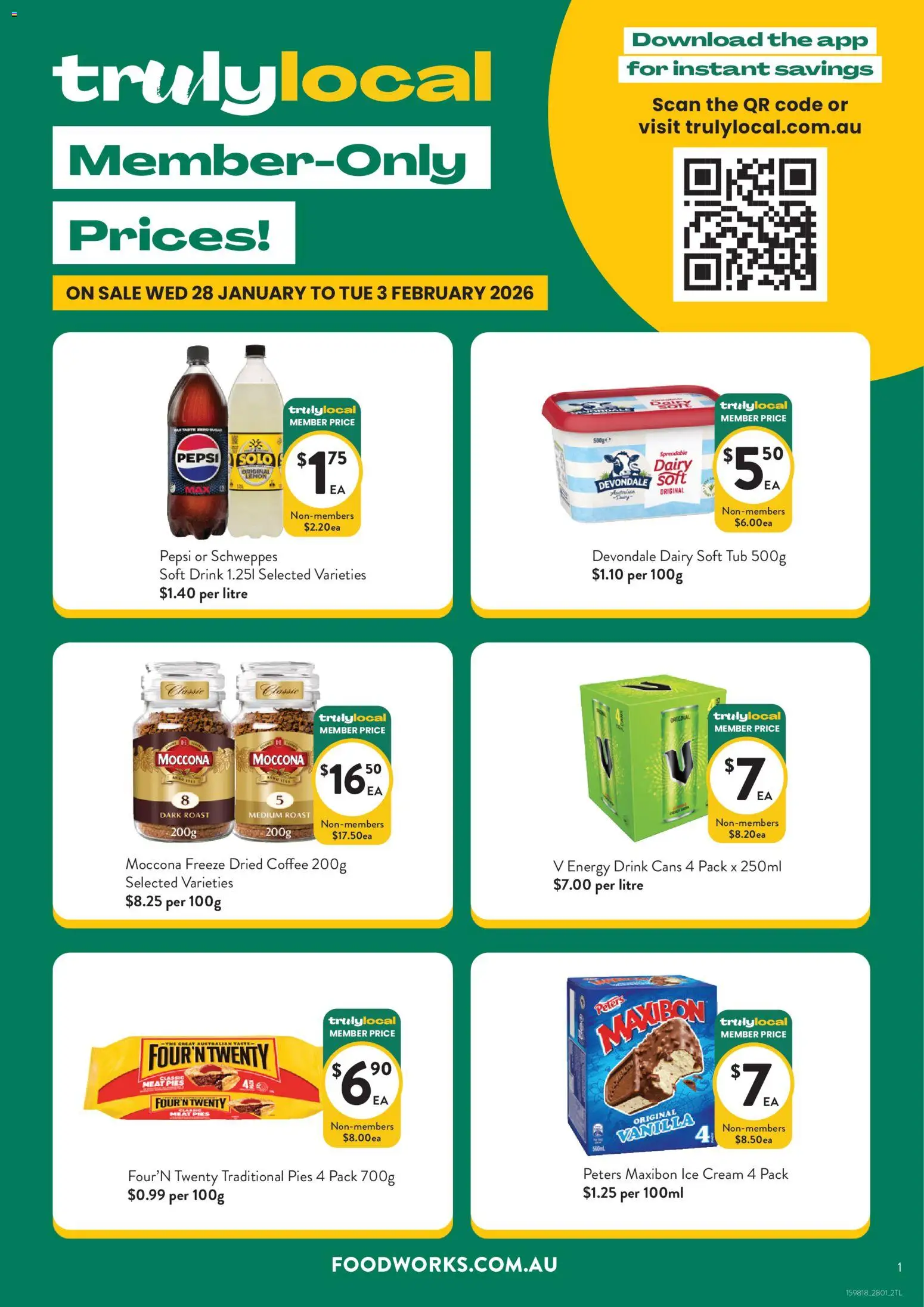 Foodworks catalogue - valid from 28.01.2026 | Page: 1 | Products: Energy drink, Cream, Lemon, Pies