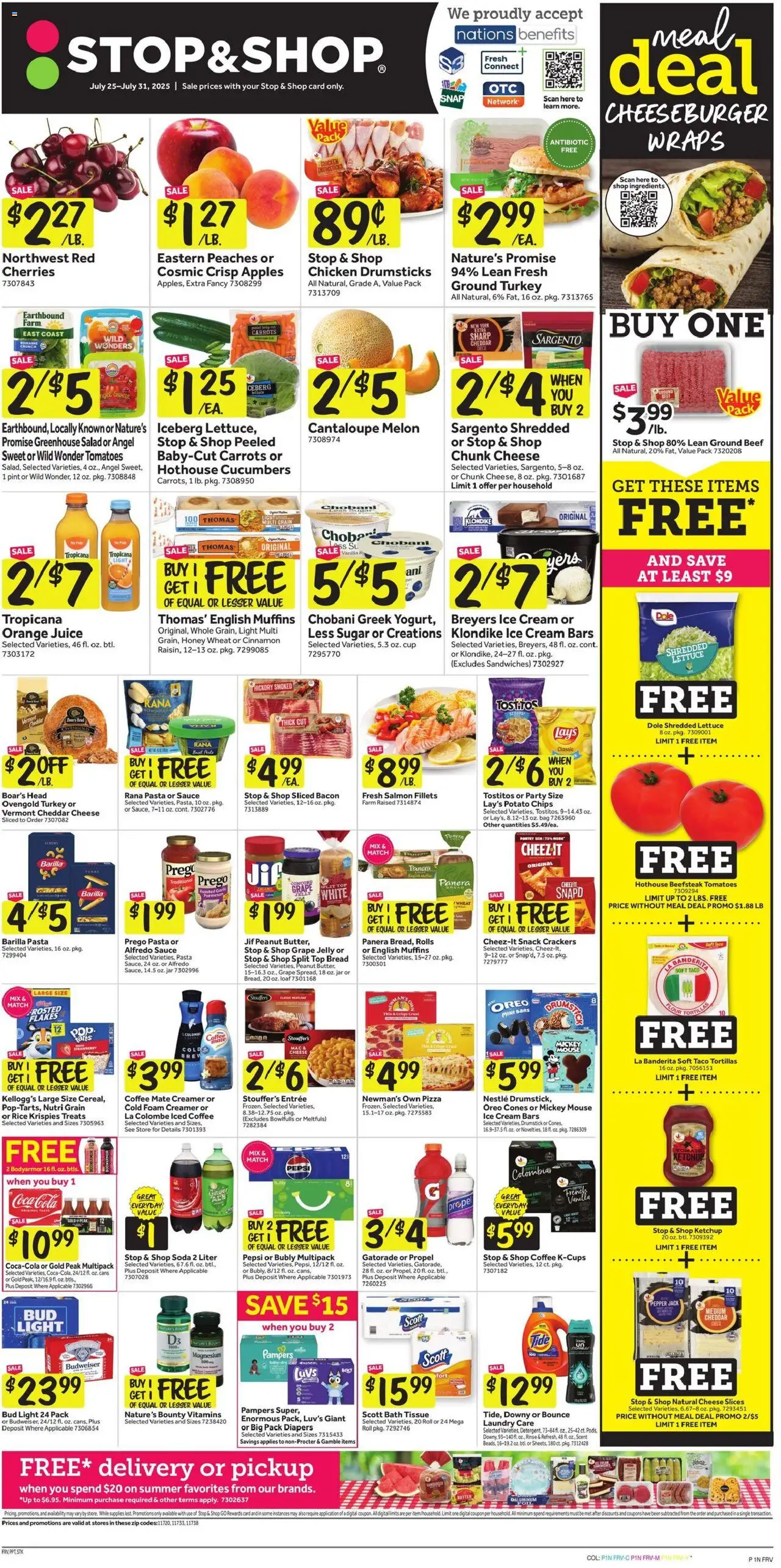 Stop & Shop Weekly Ad - valid from 25.07.2025 | Page: 1 | Products: Romaine, Bath, Tea, Ice cream