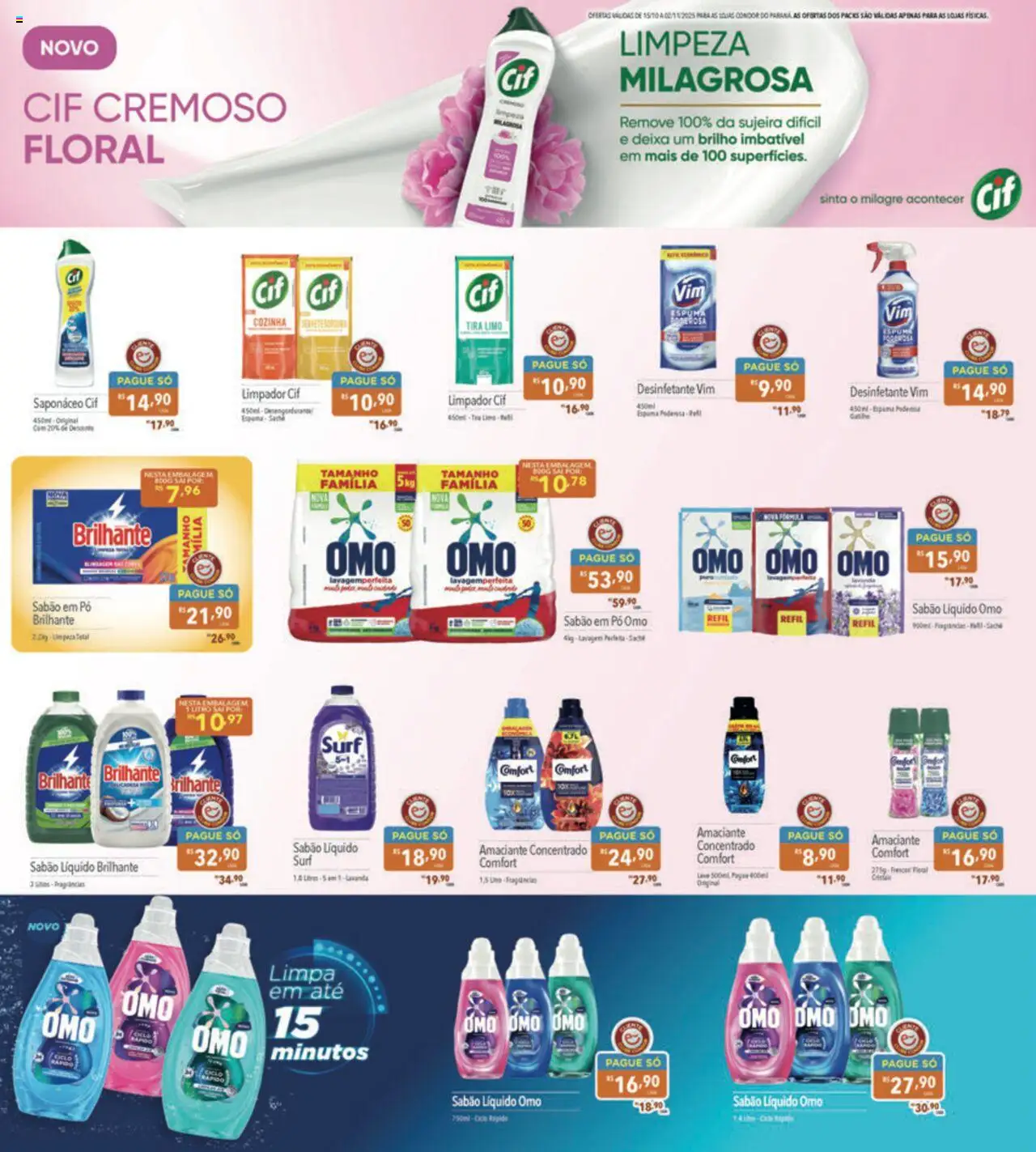Supermercados Condor Folheto - válido de 15.10.2025 | Página: 25 | Produtos: Pó, Sabão em pó, Sabão em pó omo, Desinfetante