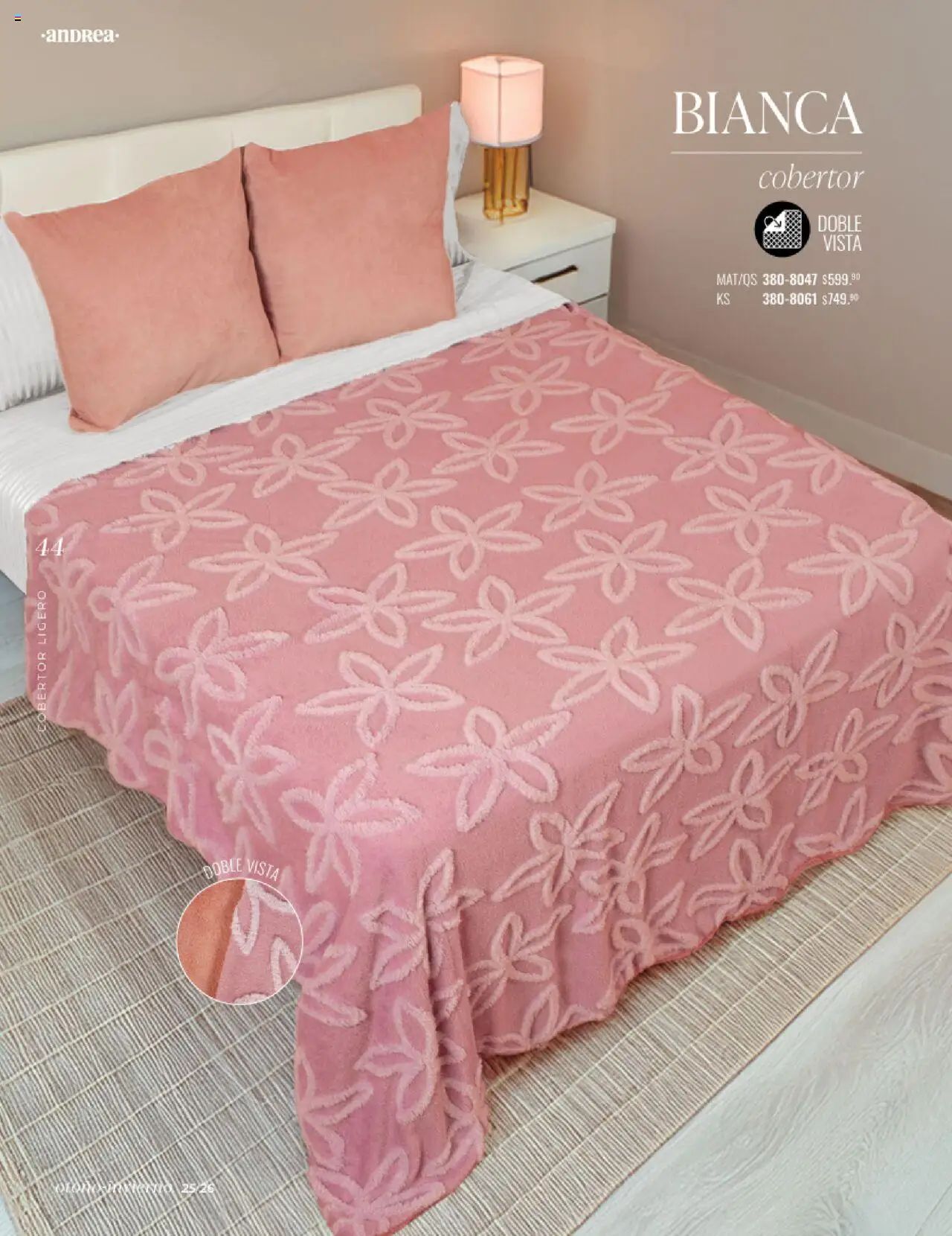 Nuevas ofertas de Andrea válidas en toda la República Mexicana desde el 24.08.2025. ¡Encuentra las mejores ofertas en Andrea - Catálogo Home - Otoño / Invierno! | Página: 44 | Productos: Cobertor
