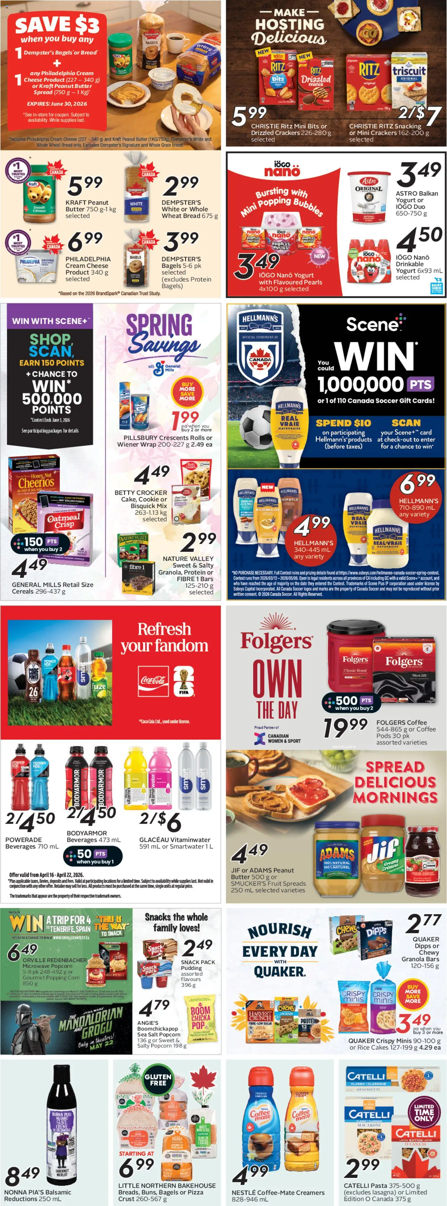 Sobeys flyer valid from 16.04.2026 | Page: 23 | Products: Rice, Pasta, Cream, Bread