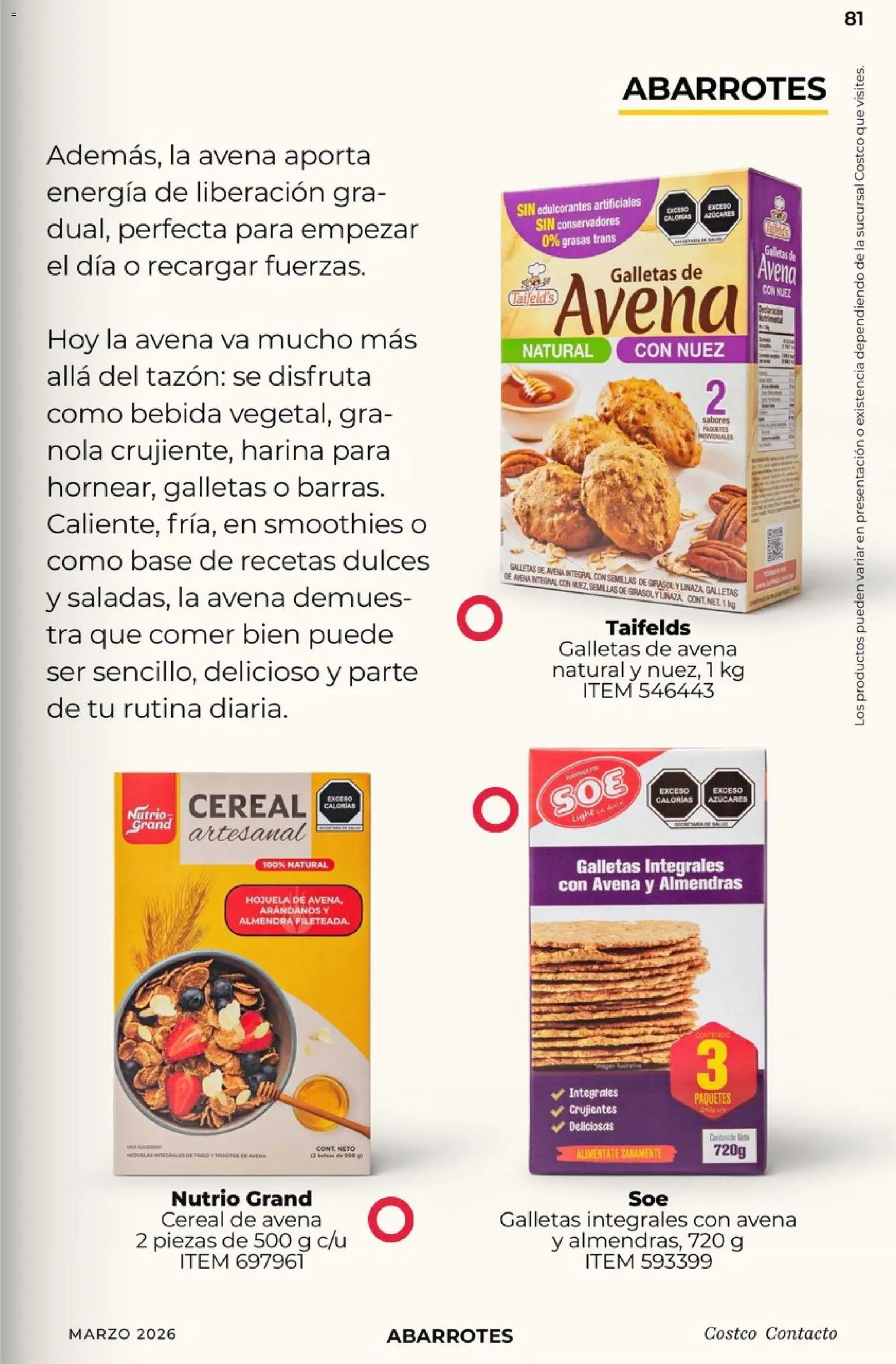 Nuevas ofertas de Costco válidas en toda la República Mexicana desde el 01.03.2026. ¡Encuentra las mejores ofertas en Costco Revista de marzo! | Página: 81 | Productos: Harina, Semillas, Dulces, Galletas