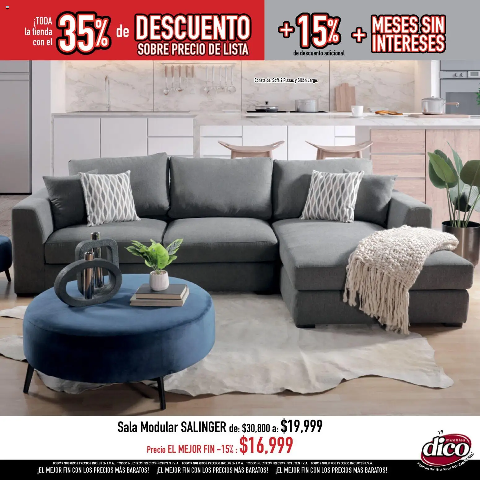 Nuevas ofertas de Muebles Dico válidas en toda la República Mexicana desde el 18.11.2025. ¡Encuentra las mejores ofertas en Muebles Dico Buen Fin ! | Página: 19 | Productos: Sofá, Sillón, Modular, Sobre