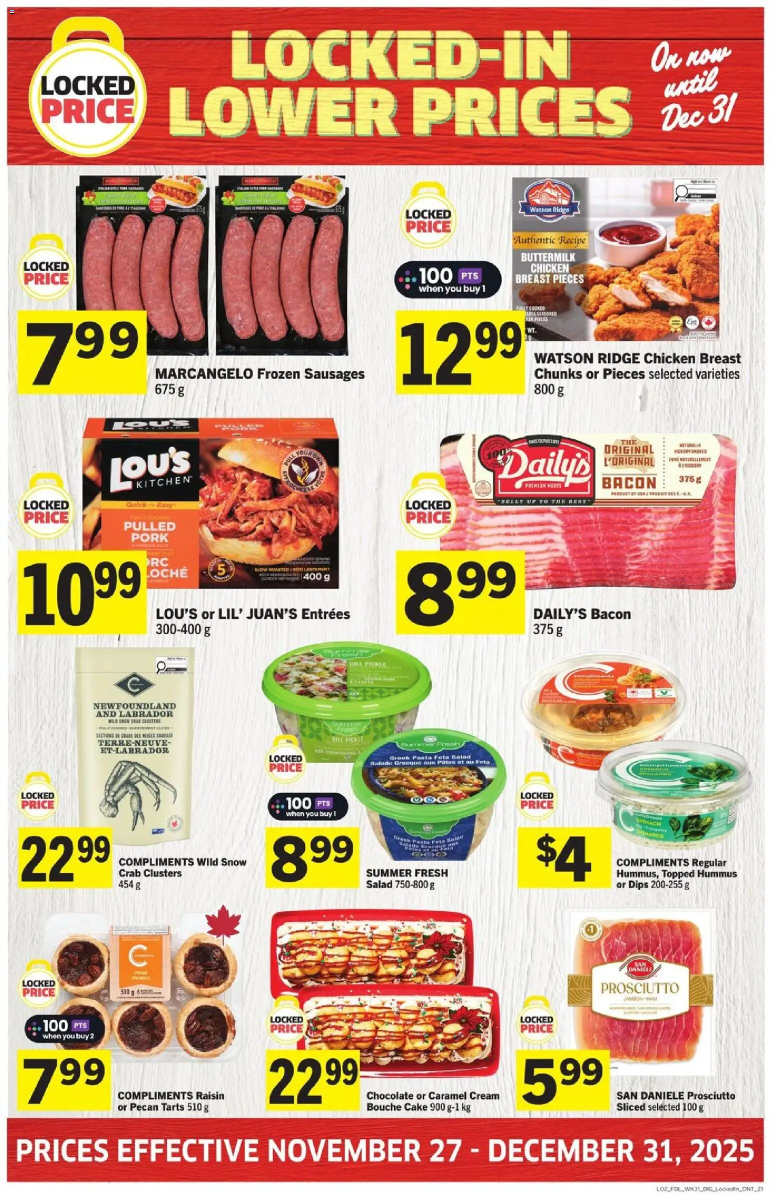 Foodland flyer valid from 27.11.2025 | Page: 2 | Products: Pasta, Salad, Chocolate, Ham