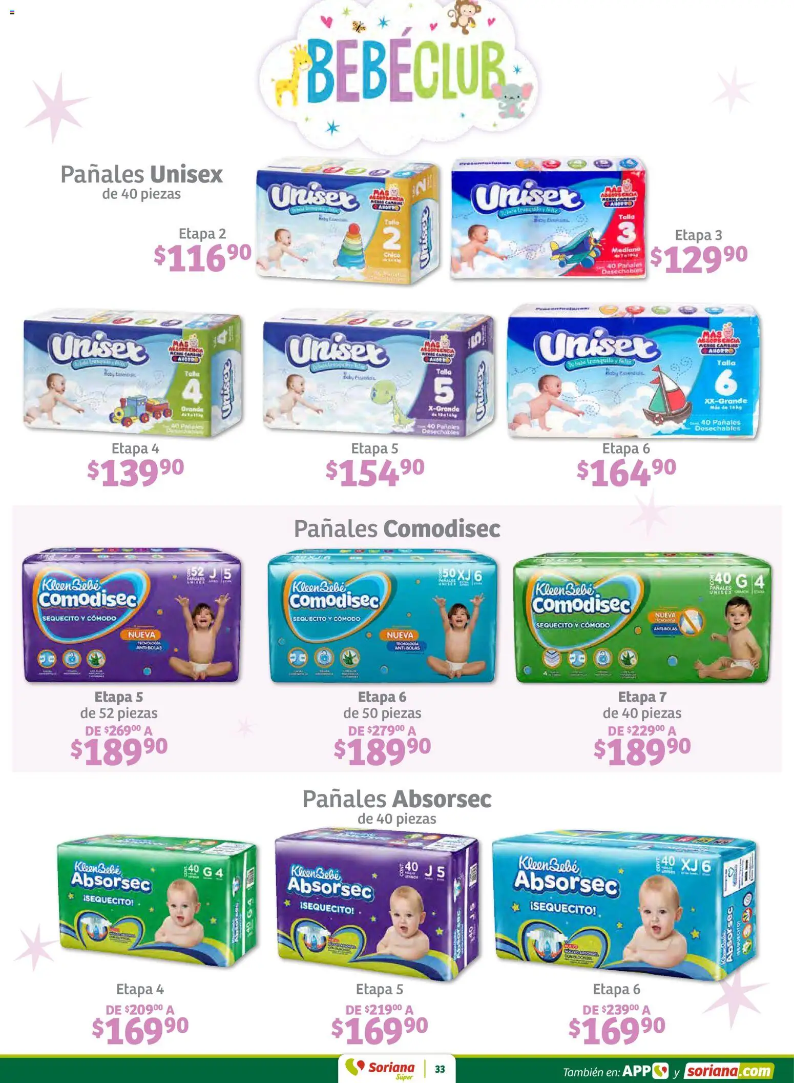 Nuevas ofertas de Soriana válidas en toda la República Mexicana desde el 29.01.2026. ¡Encuentra las mejores ofertas en Soriana - Preciazazaso Súper: Chih, Coah, Dur, NL, SLP, Tamps, Zac! | Página: 33 | Productos: Pañales