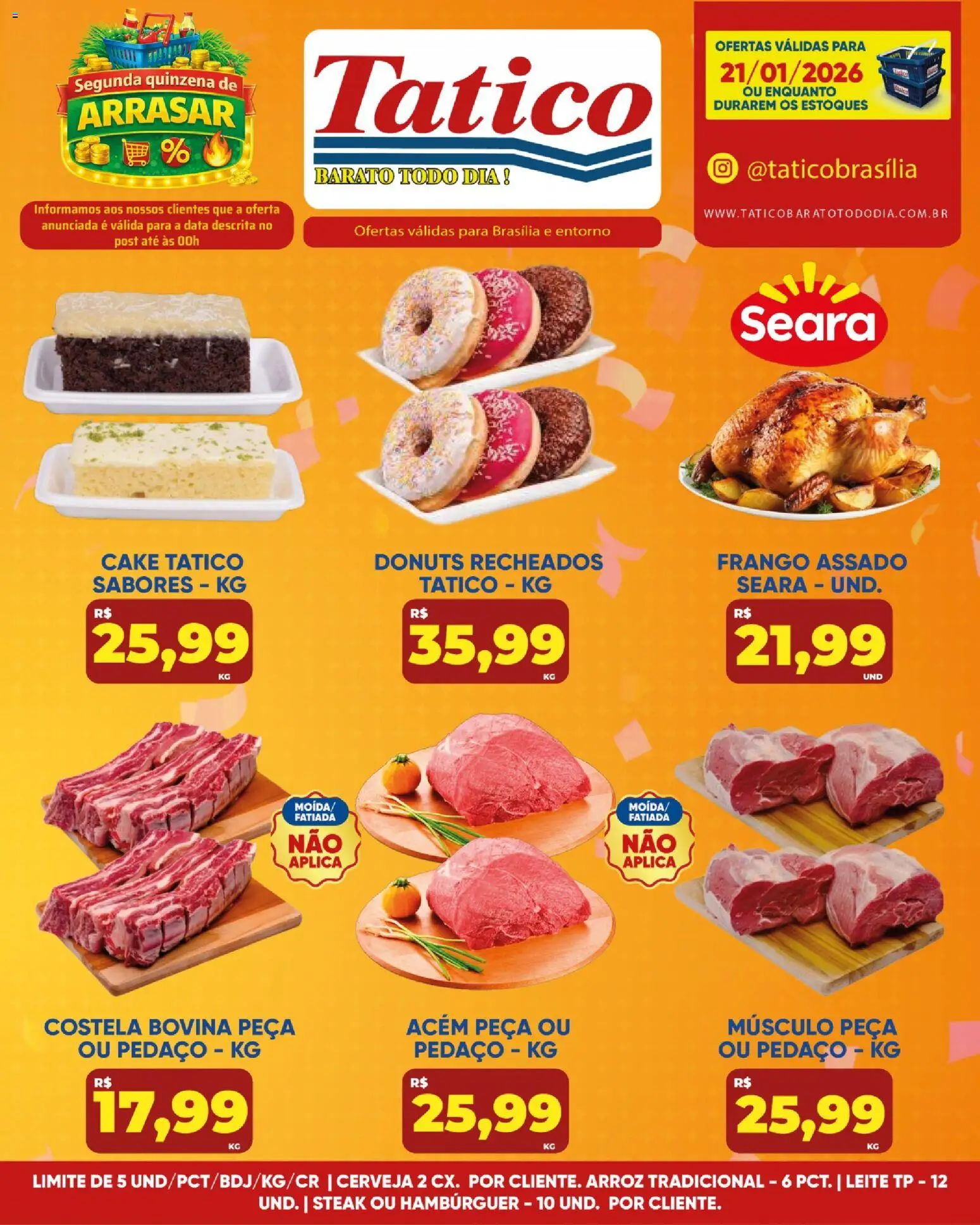 Tatico Folheto - válido de 21.01.2026 | Página: 7 | Produtos: Acém, Leite, Cerveja, Hambúrguer