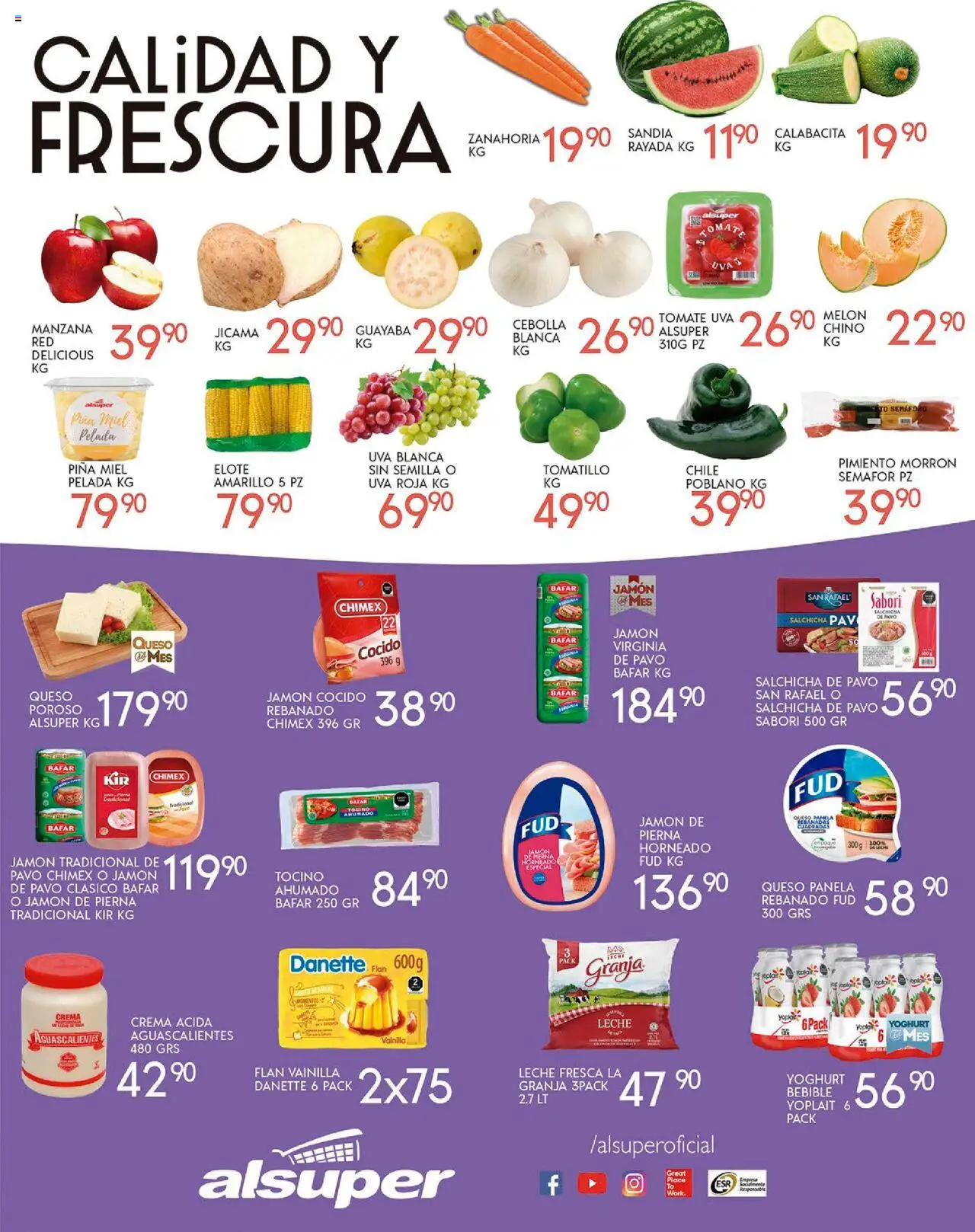 Nuevas ofertas de Alsuper válidas en toda la República Mexicana desde el 07.10.2025. ¡Encuentra las mejores ofertas en Alsuper - Folleto Zacatecas! | Página: 3 | Productos: Sandía, Melón, Tocino, Tomate