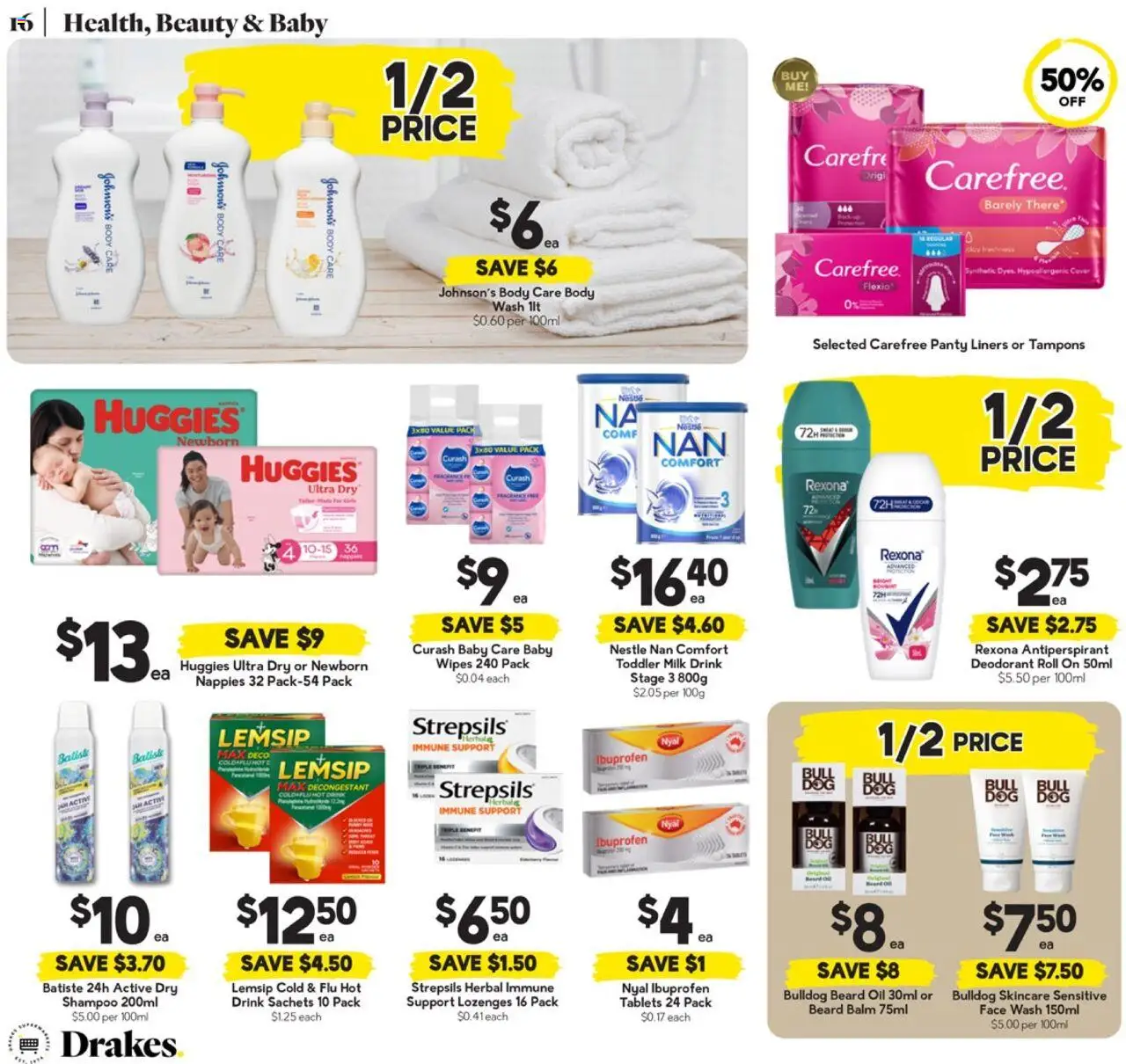 Drakes catalogue - valid from 06.08.2025 | Page: 16 | Products: Shampoo, Deodorant, Antiperspirant, Nappies