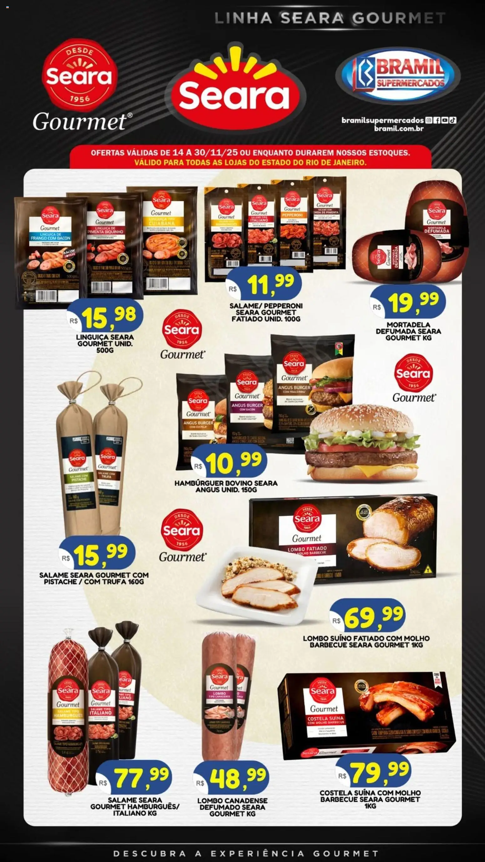 Bramil Supermercados Folheto - válido de 14.11.2025 | Página: 1 | Produtos: Pistache, Linguiça, Lombo, Salame