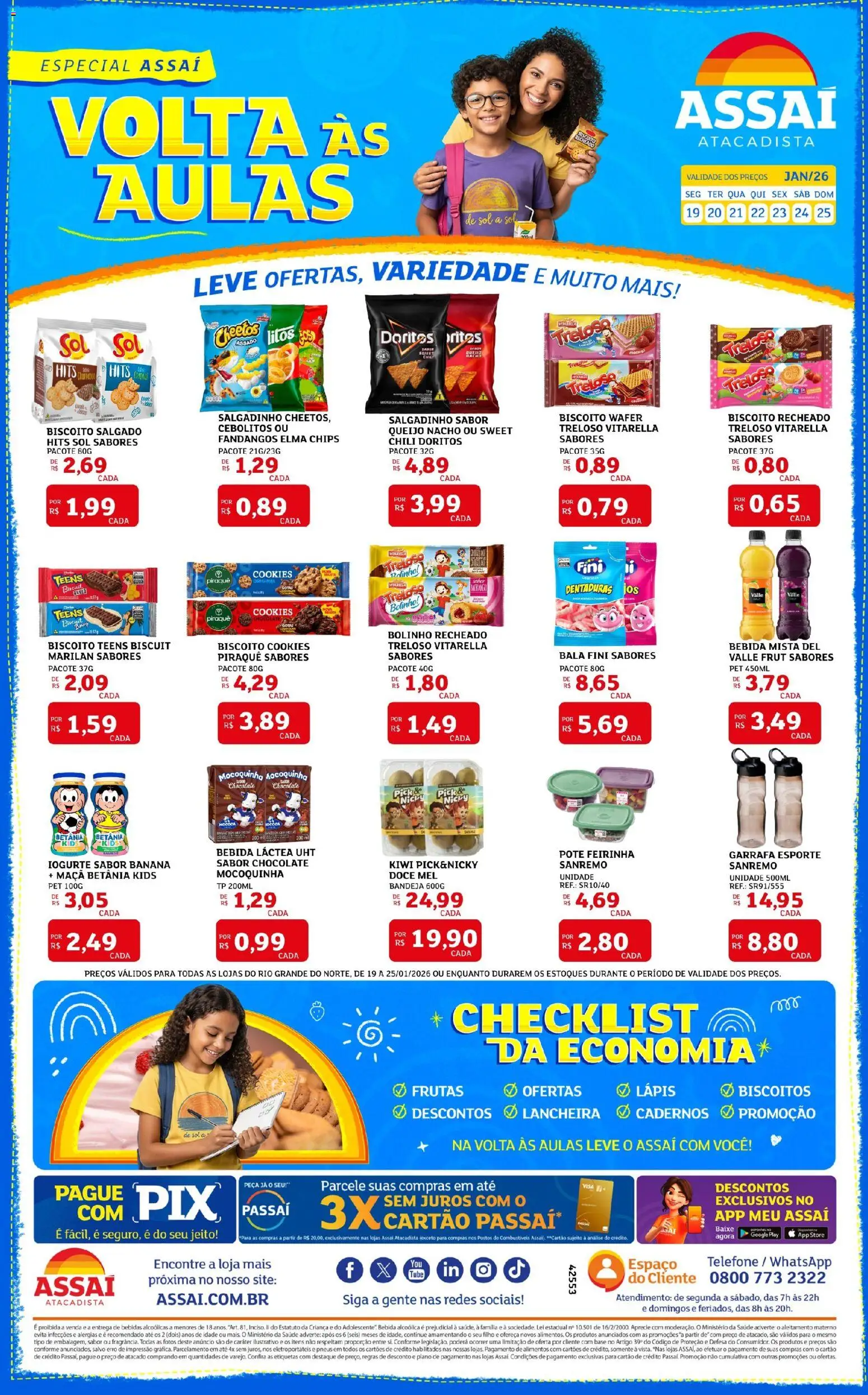 Assaí Atacadista Folheto - válido de 19.01.2026 | Página: 1 | Produtos: Lancheira, Base, Mel, Kiwi