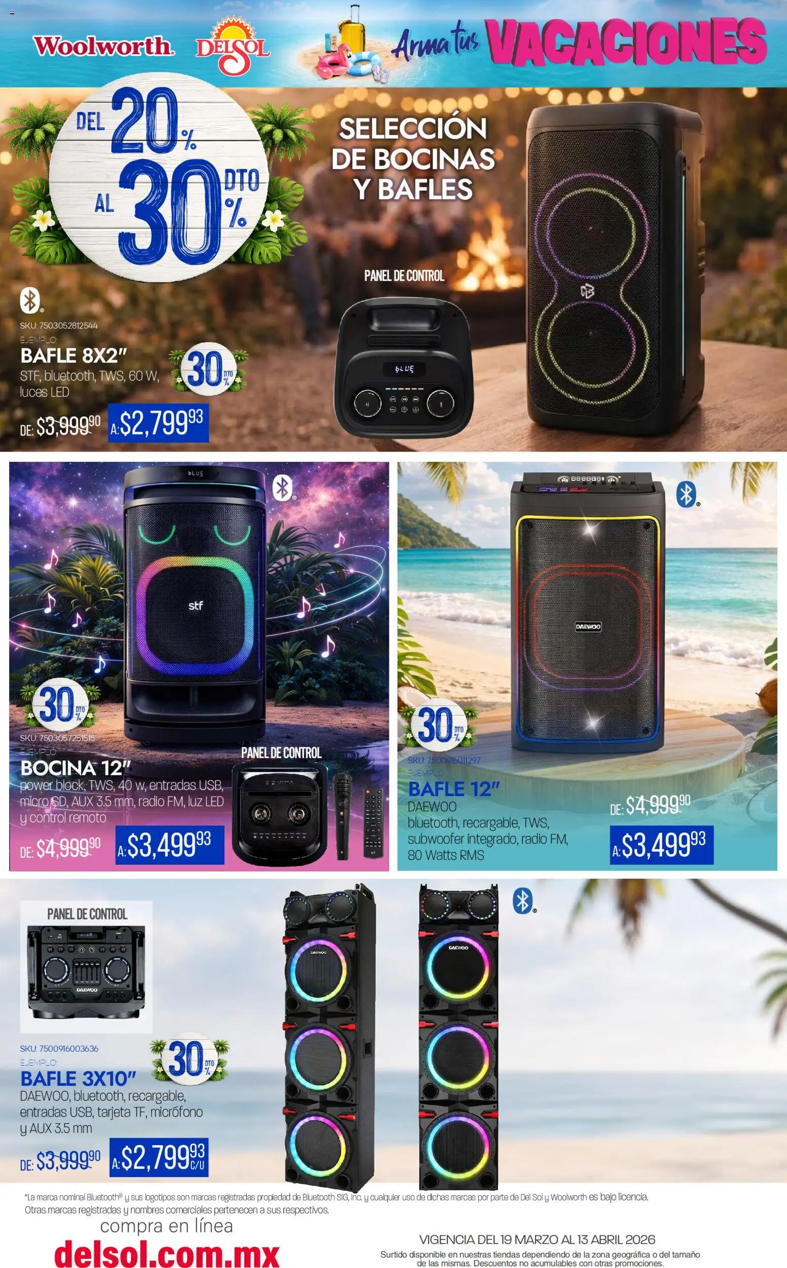 Nuevas ofertas de Del Sol y Woolworth catálogo Arma tus Vacaciones  válidas en toda la República Mexicana desde el 19.03.2026. ¡Encuentra las mejores ofertas en Del Sol y Woolworth catálogo Arma tus Vacaciones ! | Página: 24 | Productos: Radio, Control remoto, Micrófono, Bocina