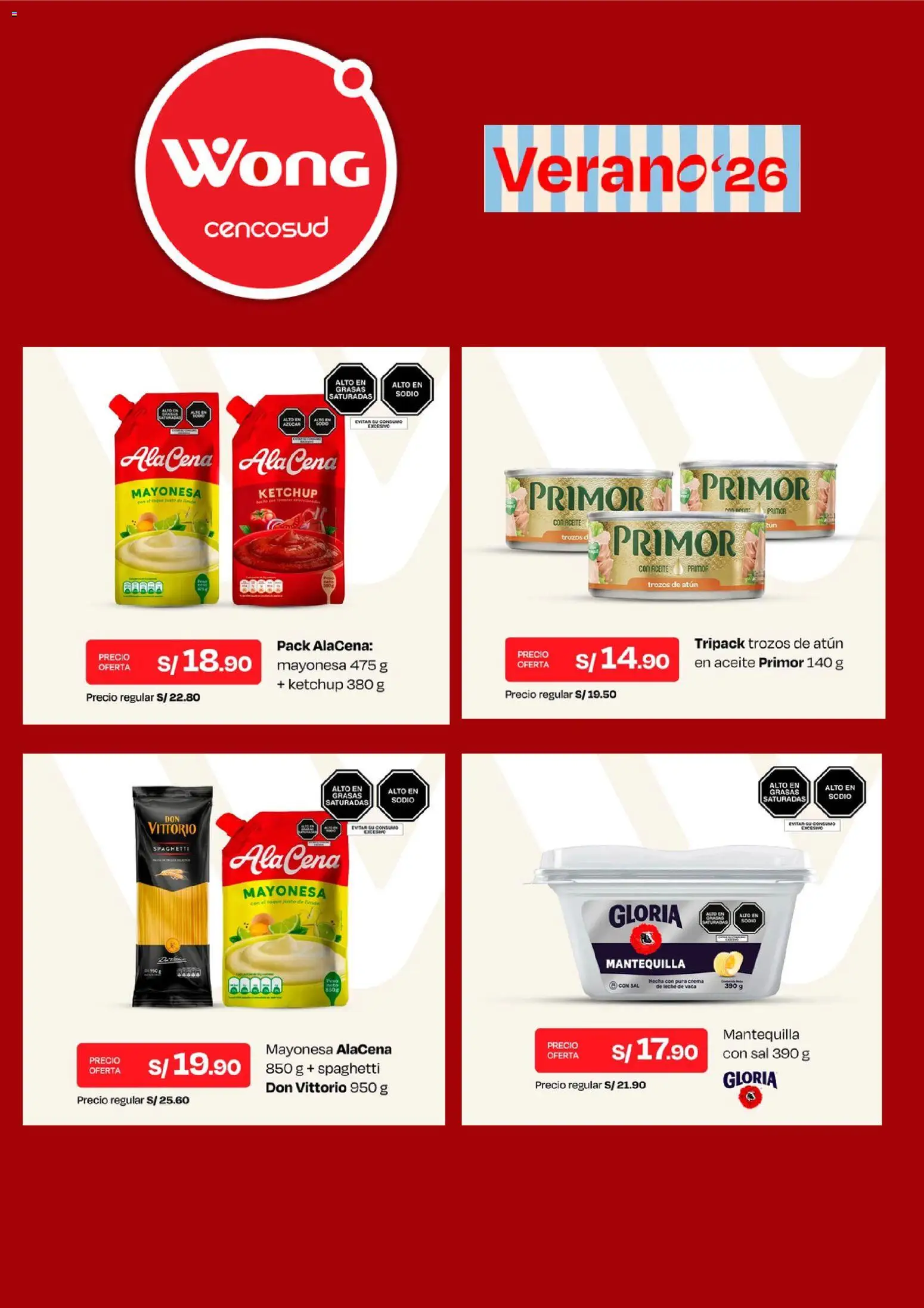 Catálogo Wong válido desde 06.04.2026 | Página: 2 | Productos: Leche, Mantequilla, Aceite, Crema