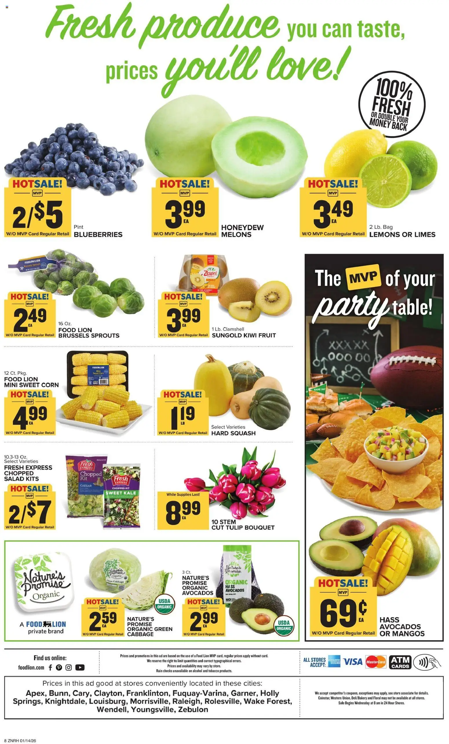 Food Lion Weekly Ad - valid from 14.01.2026 | Page: 13 | Products: Squash, Kiwi, Cabbage, Bag