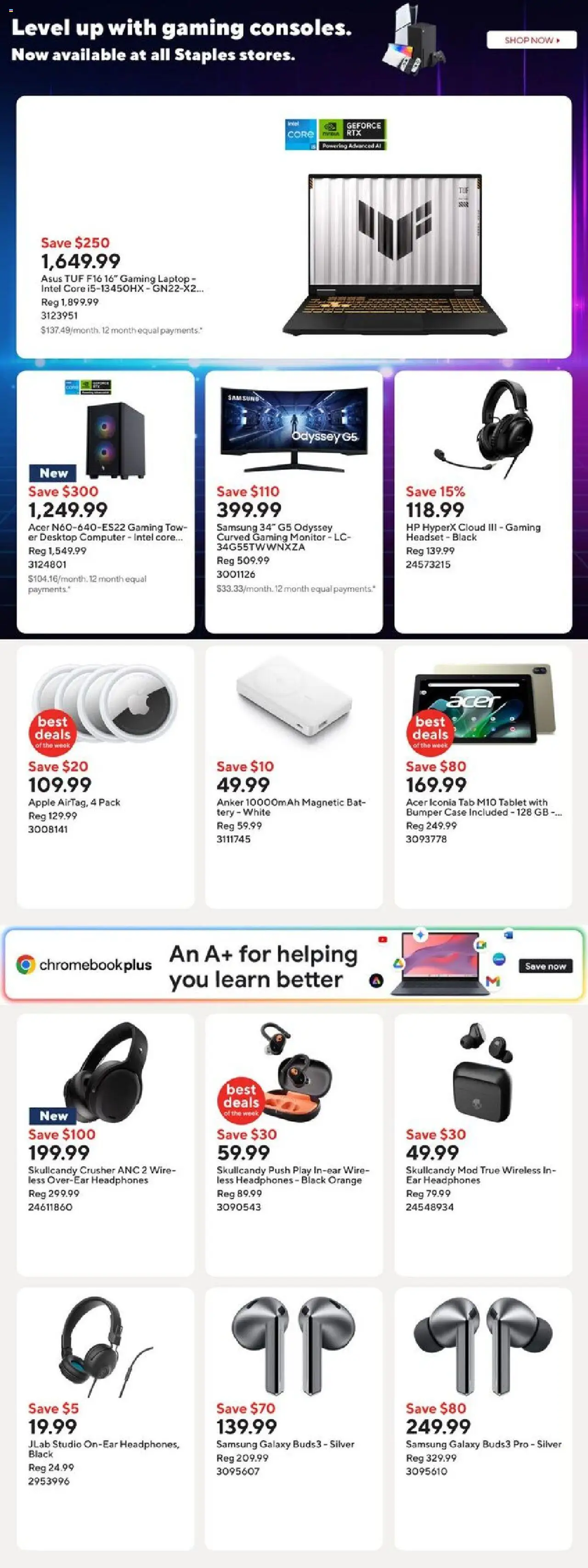 Staples flyer valid from 26.09.2025 | Page: 6 | Products: Monitor, Computer, Headphones, Case