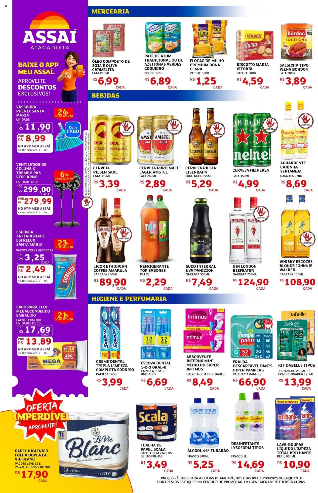 Assaí Atacadista Folheto - válido de 09.08.2025 | Página: 2 | Produtos: Shampoo, Pampers, Heineken, Soja