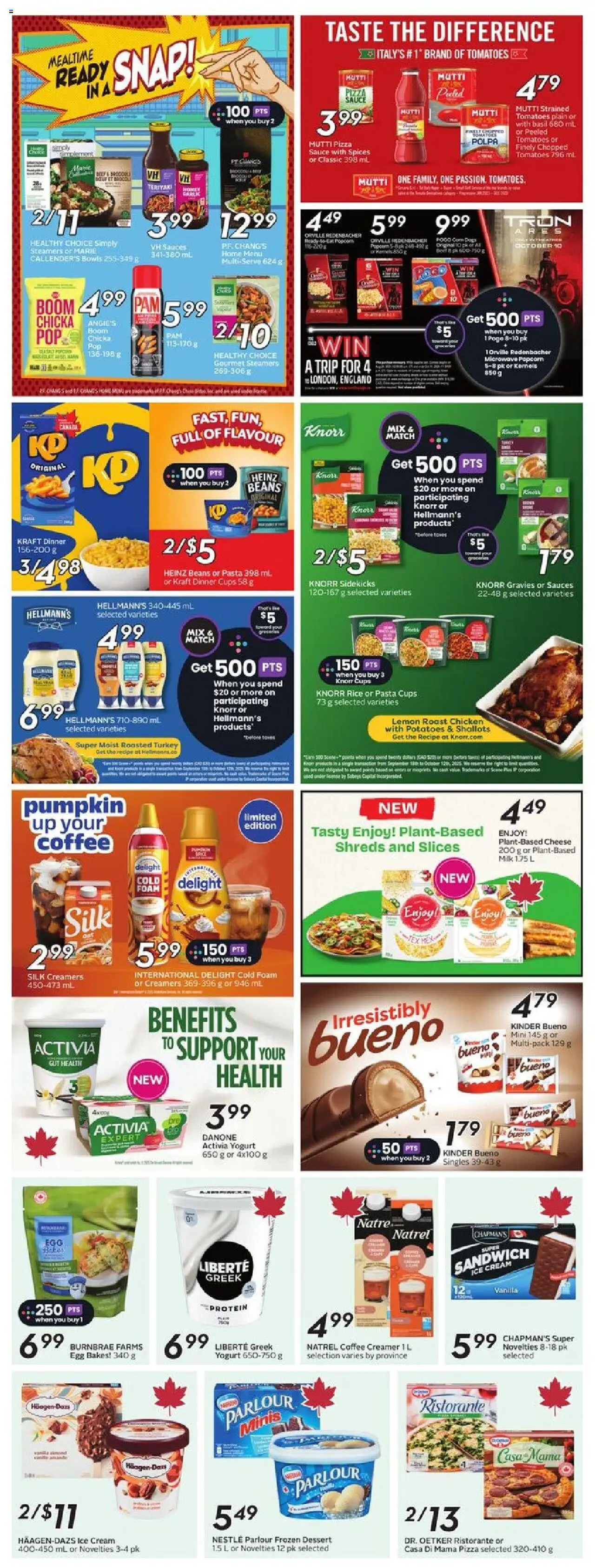Sobeys flyer valid from 09.10.2025 | Page: 22 | Products: Pasta, Cream, Cheese, Tomatoes