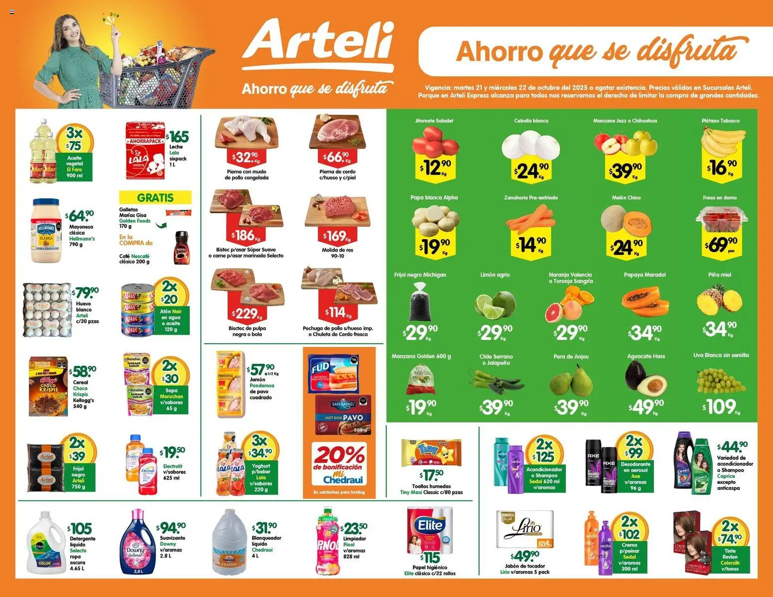Nuevas ofertas de Arteli válidas en toda la República Mexicana desde el 21.10.2025. ¡Encuentra las mejores ofertas en Arteli folleto Express! | Página: 1 | Productos: Pollo, Plátano, Agua, Suavizante