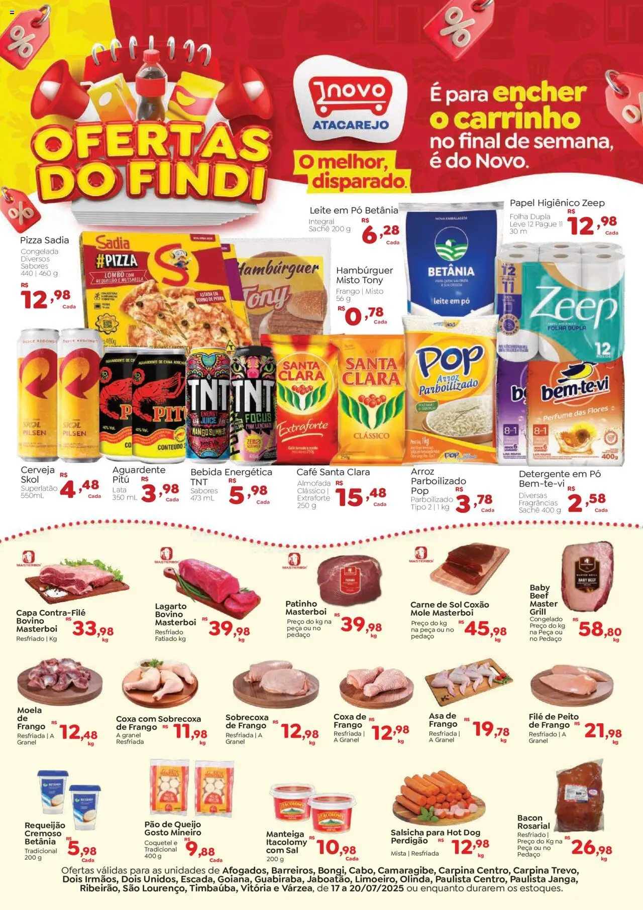 Novo Atacarejo Folheto - válido de 17.07.2025 | Página: 1 | Produtos: Grill, Moela, Manteiga, Pão de queijo