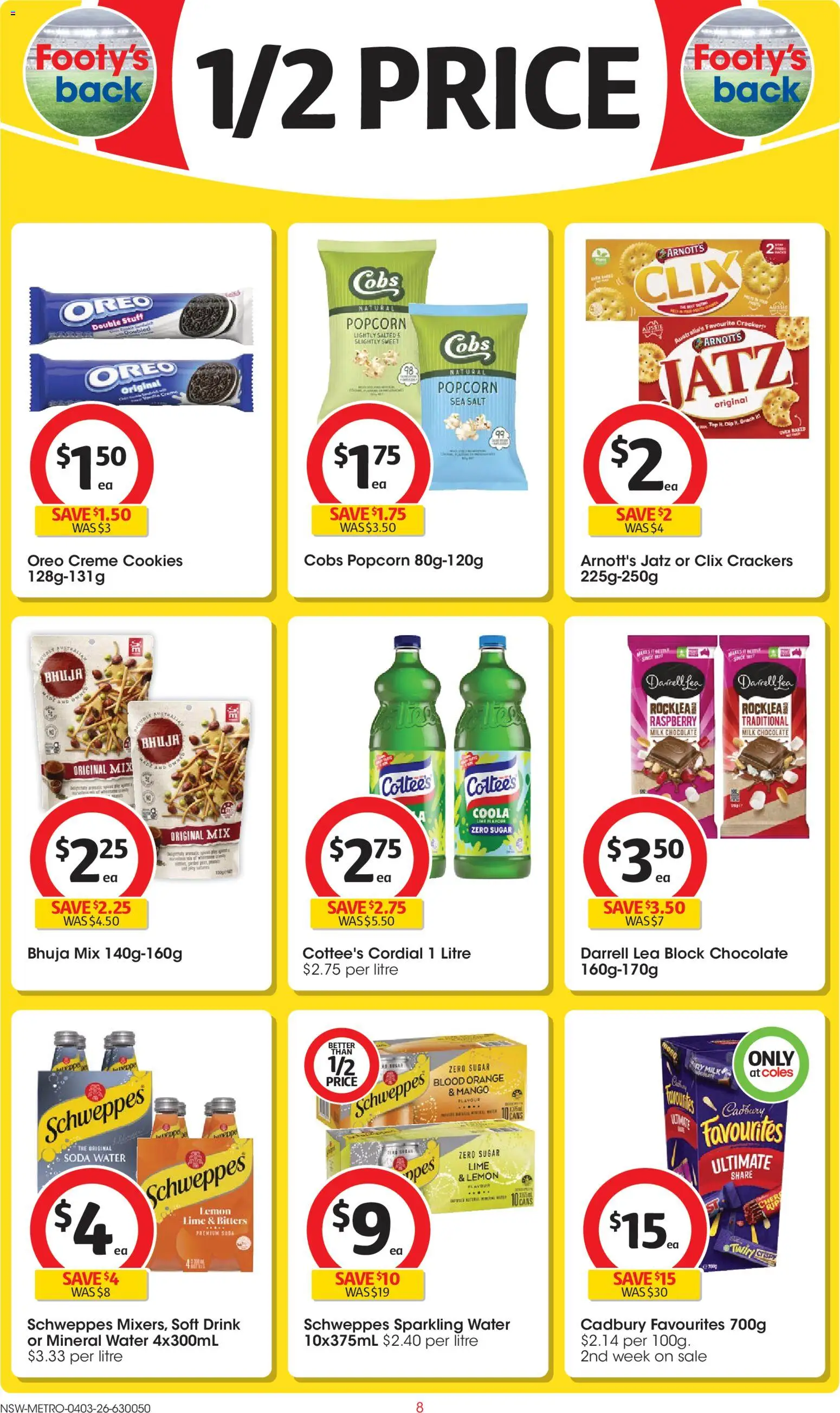 Coles catalogue - valid from 04.03.2026 | Page: 8 | Products: Chocolate, Water, Mango, Lime