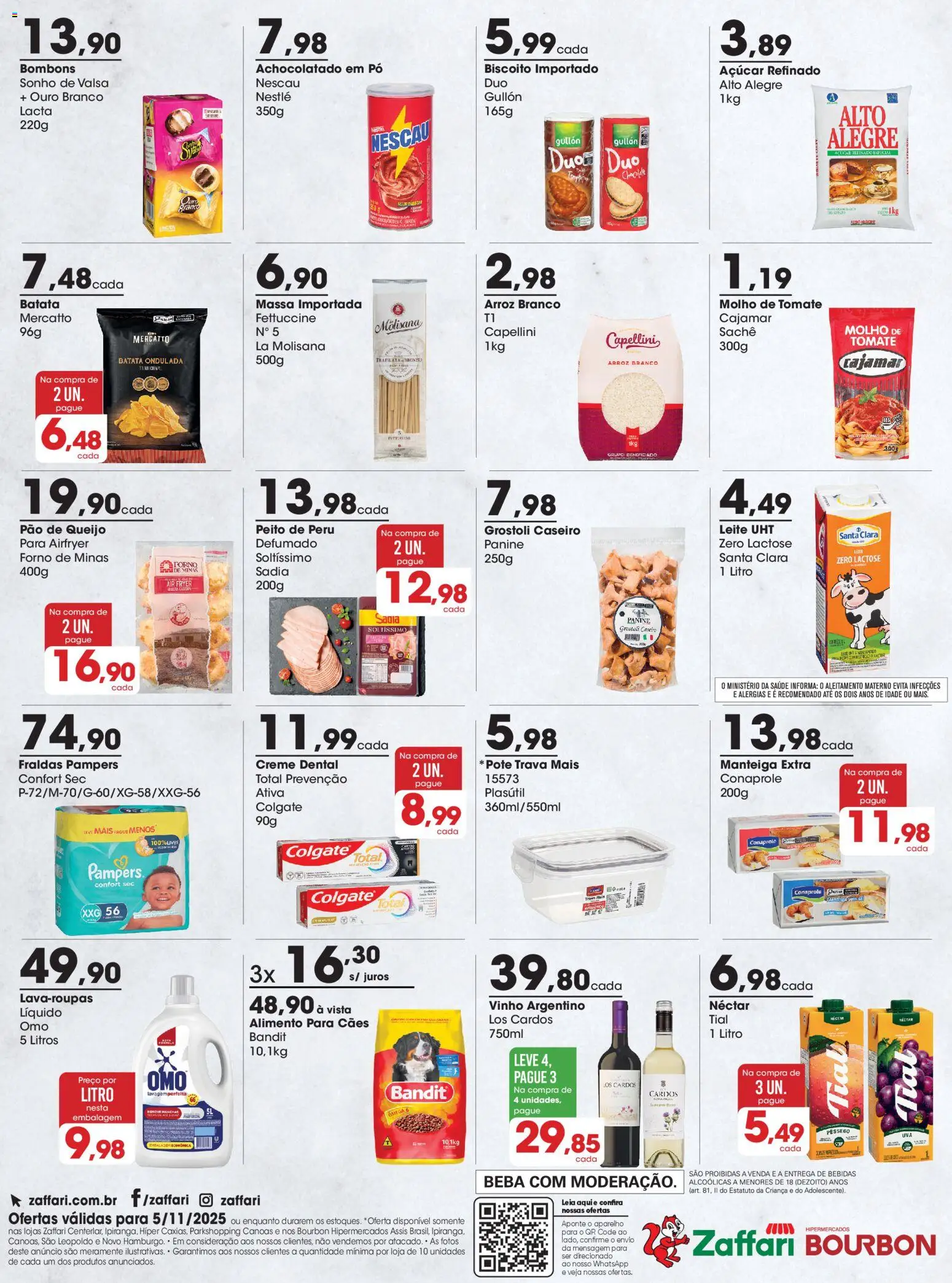 Zaffari Folheto - válido de 05.11.2025 | Página: 2 | Produtos: Pêssego, Biscoito, Nescau, Bourbon