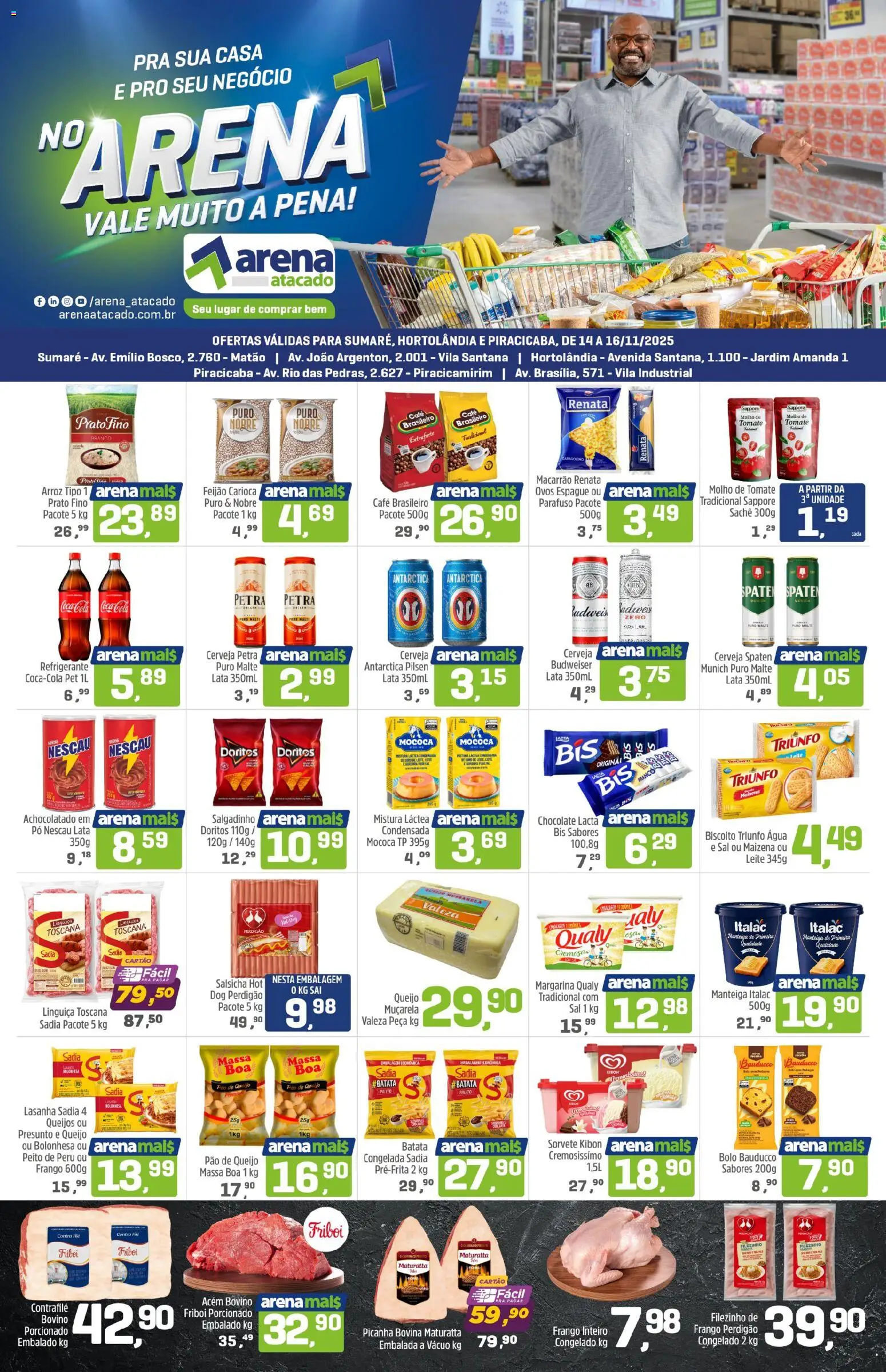 Arena Atacado Folheto - válido de 14.11.2025 | Página: 1 | Produtos: Molho de tomate, Salsicha, Leite, Presunto
