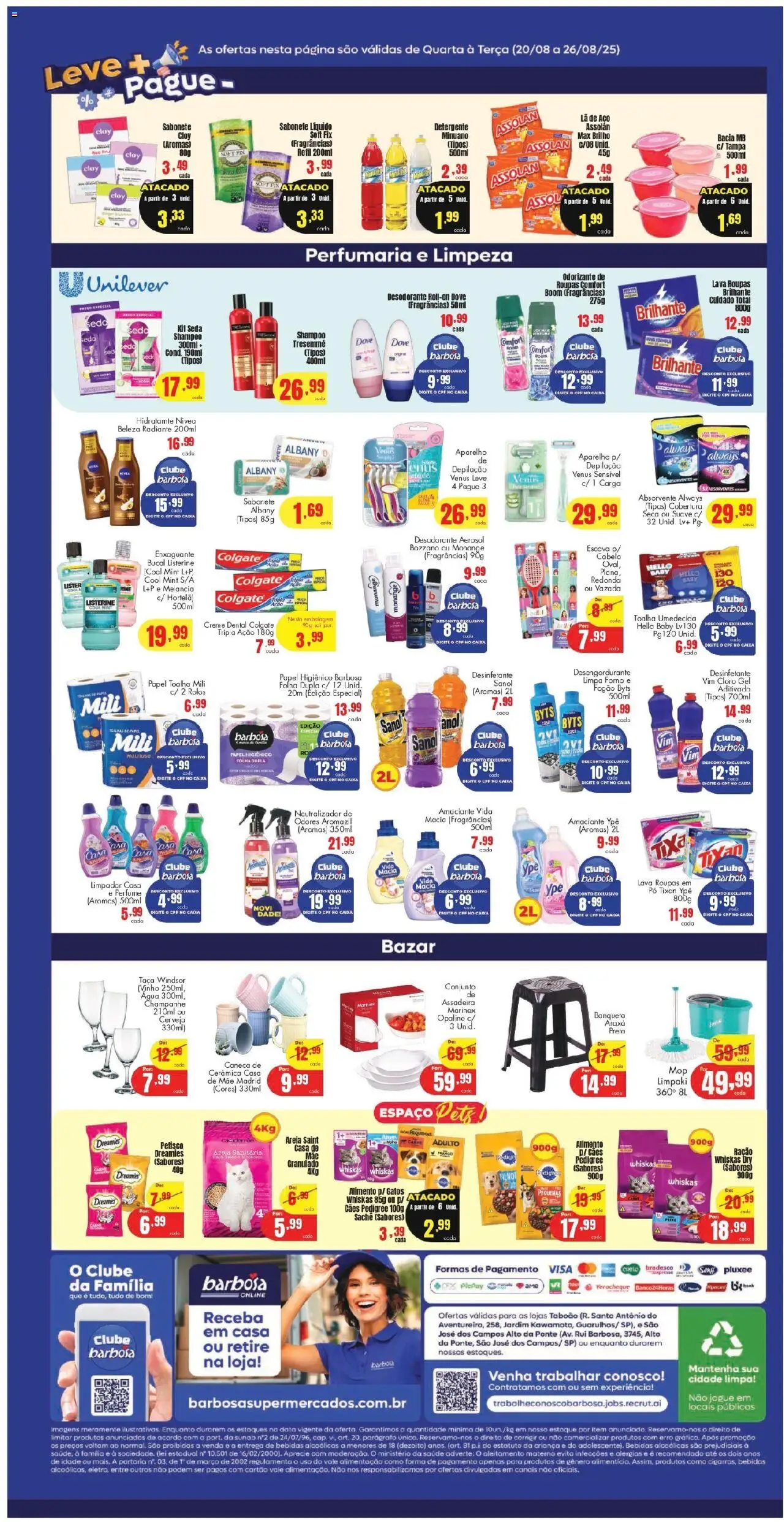 Barbosa Supermercados Folheto - válido de 20.08.2025 | Página: 4 | Produtos: Melancia, Detergente, Vinho, Amaciante
