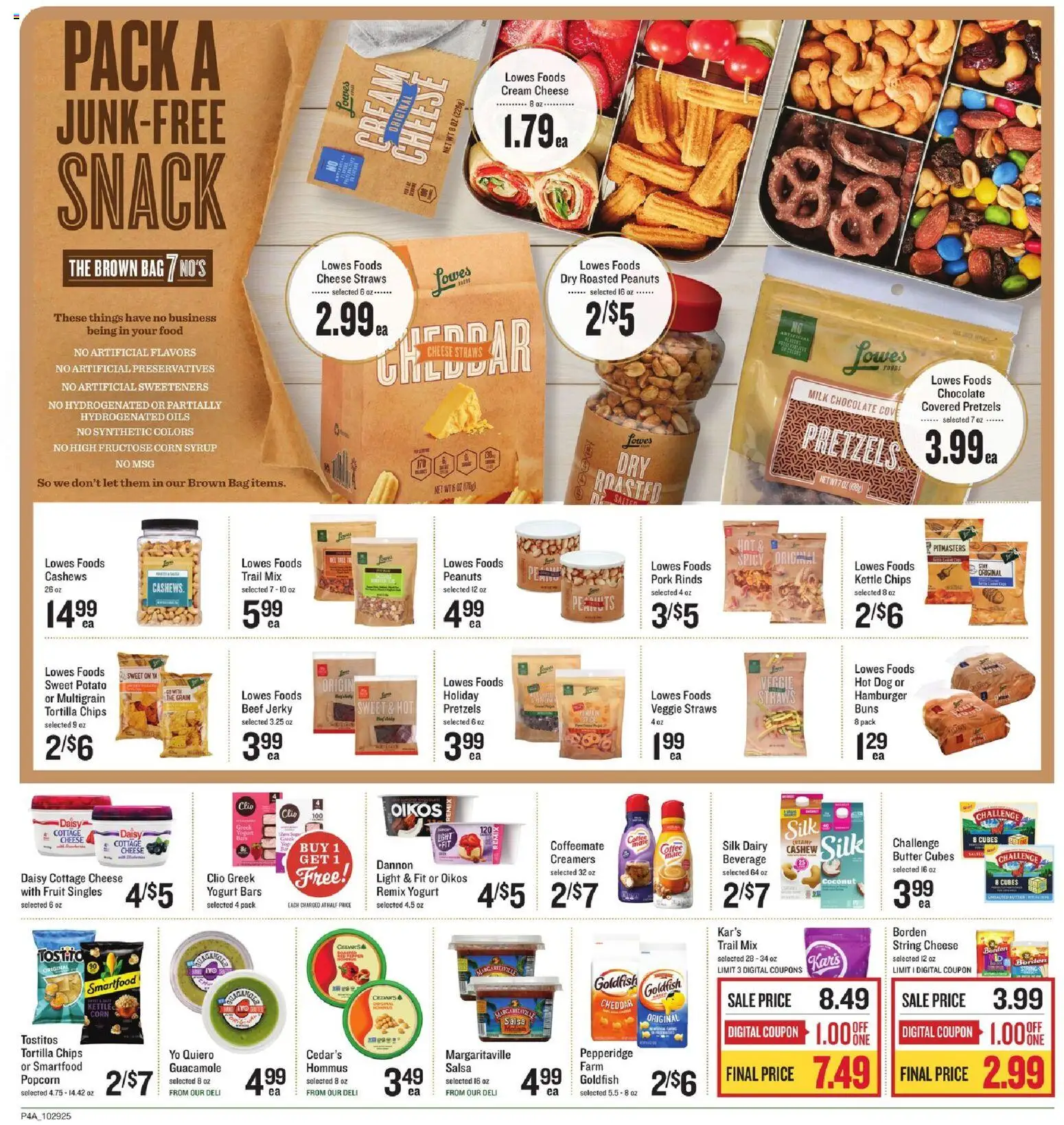 Lowes Foods Weekly Ad - NC - valid from 29.10.2025 | Page: 5 | Products: Butter, Chips, Cream, Bag